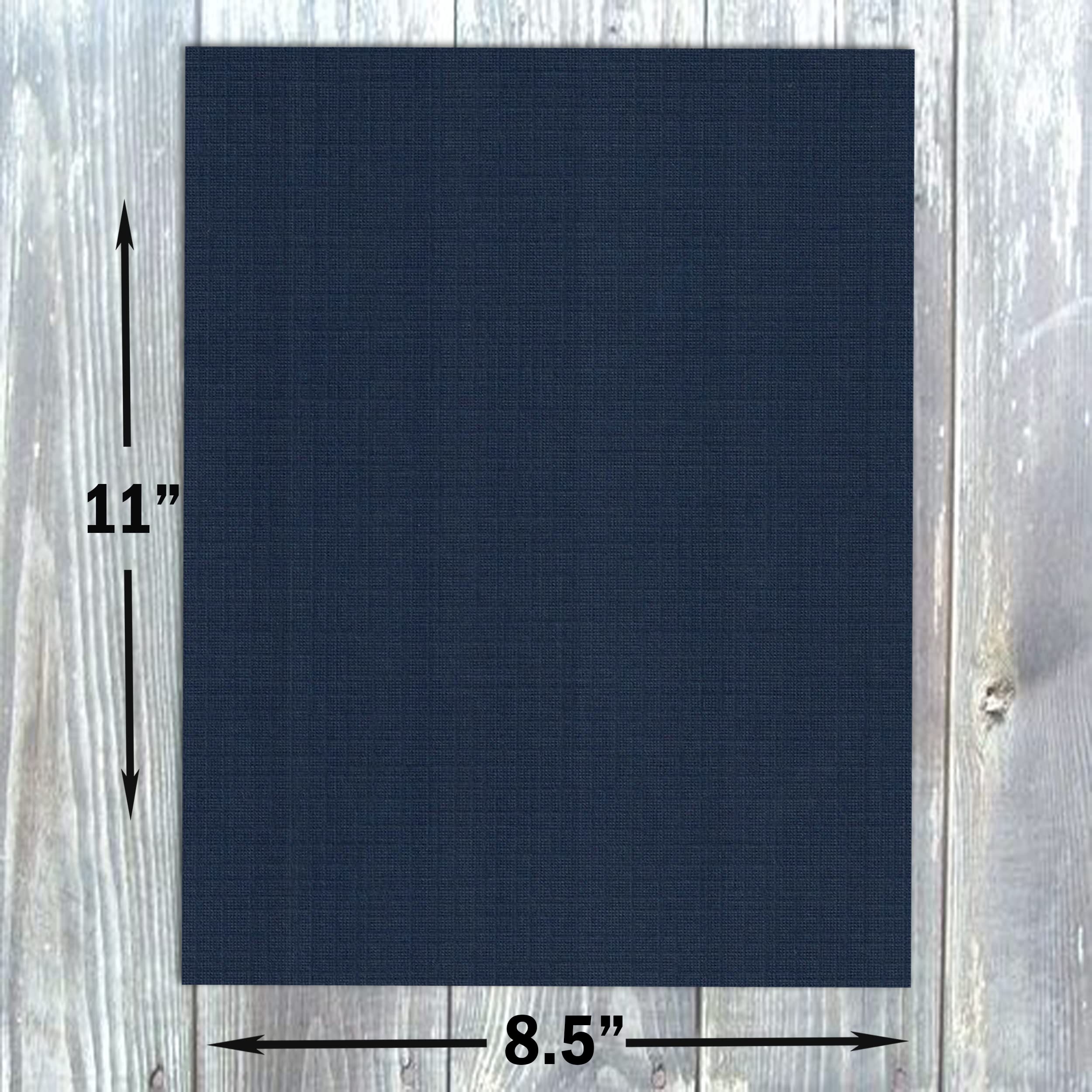 Premium Hamilco Colored Cardstock Paper 8.5x11 Inch - Linen Textured 80lb Cover Weight (50 Sheets) - Denim Blue for Scrapbooking, Card Making & DIY Crafts - Perfect for Invitations, Greeting Cards & Paper Crafts