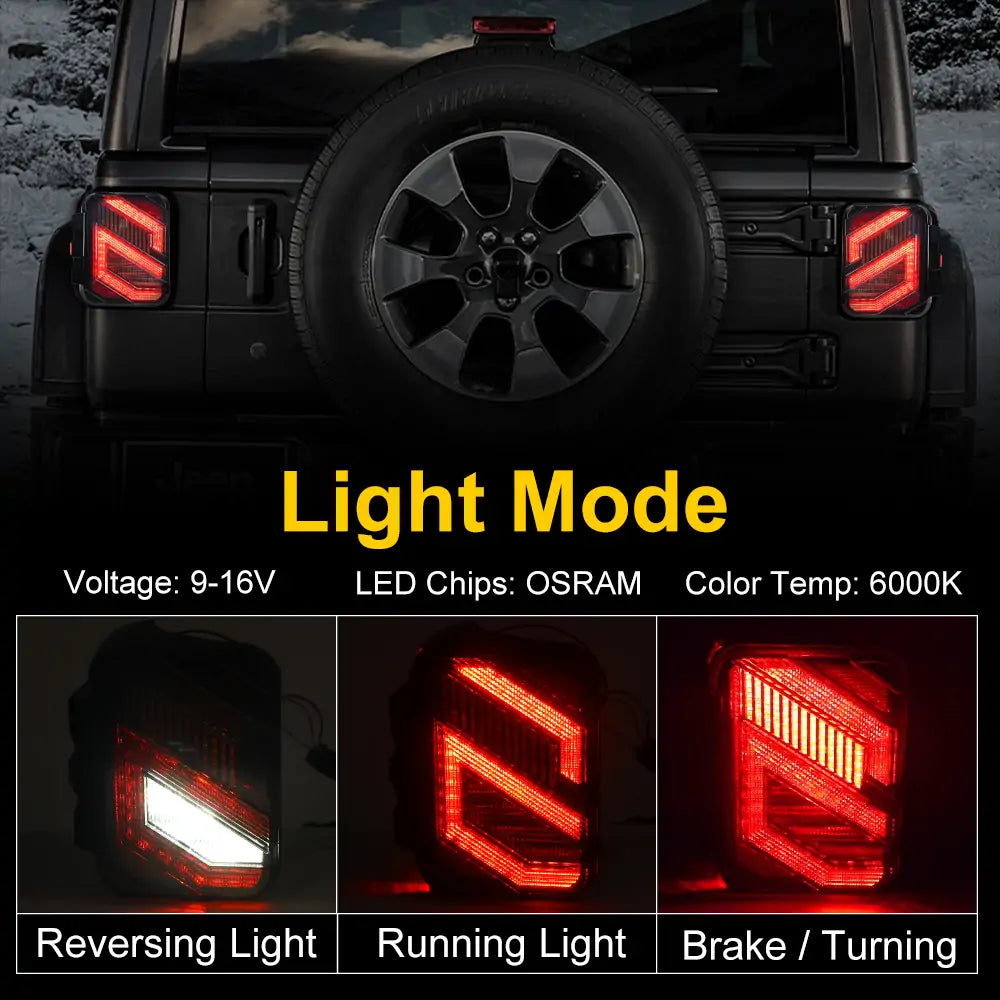 LOYO® LED Tail Lights for Jeep Wrangler JL & JLU (2018-2024) - Smoked Lens - Waterproof & Durable Replacement Lights for Off-Roading & Night Driving