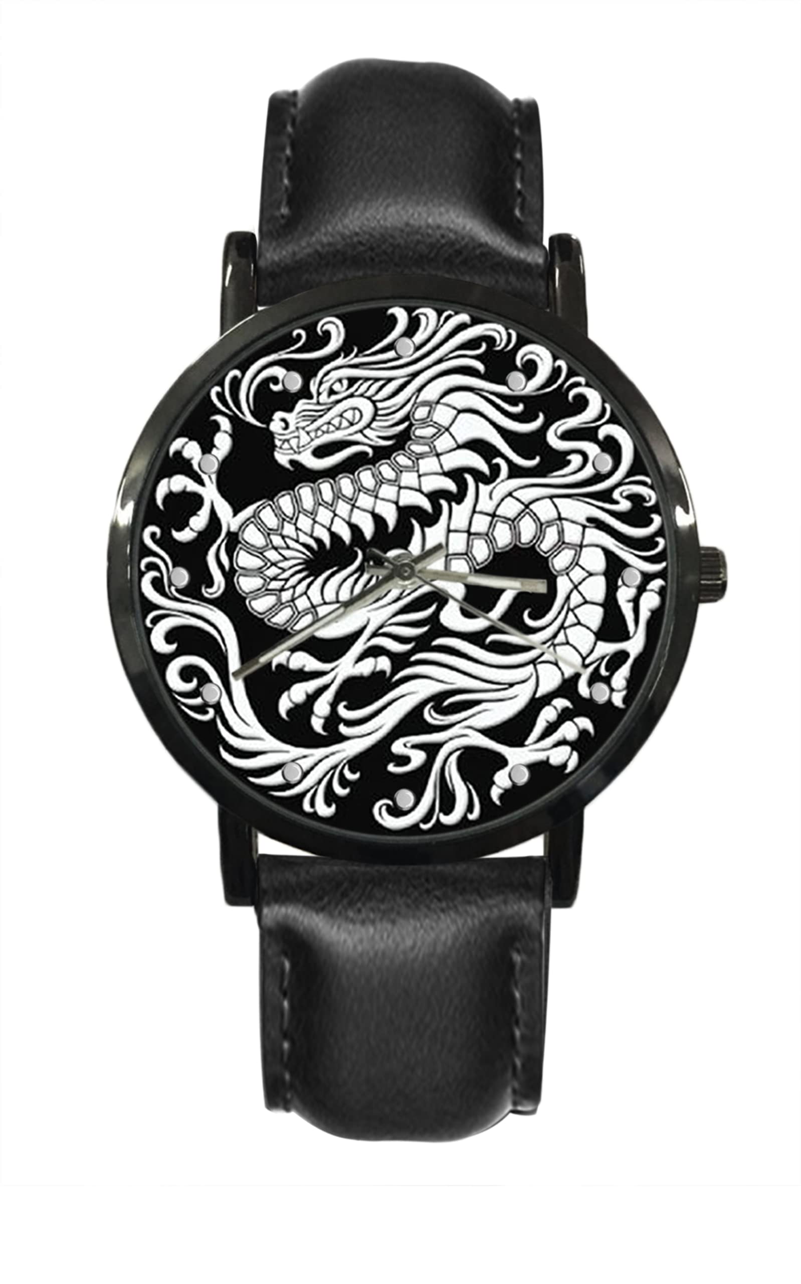 Custom Personalized Black Leather Strap Watch for Men & Women - Perfect for Casual Wear, Office & Everyday Use