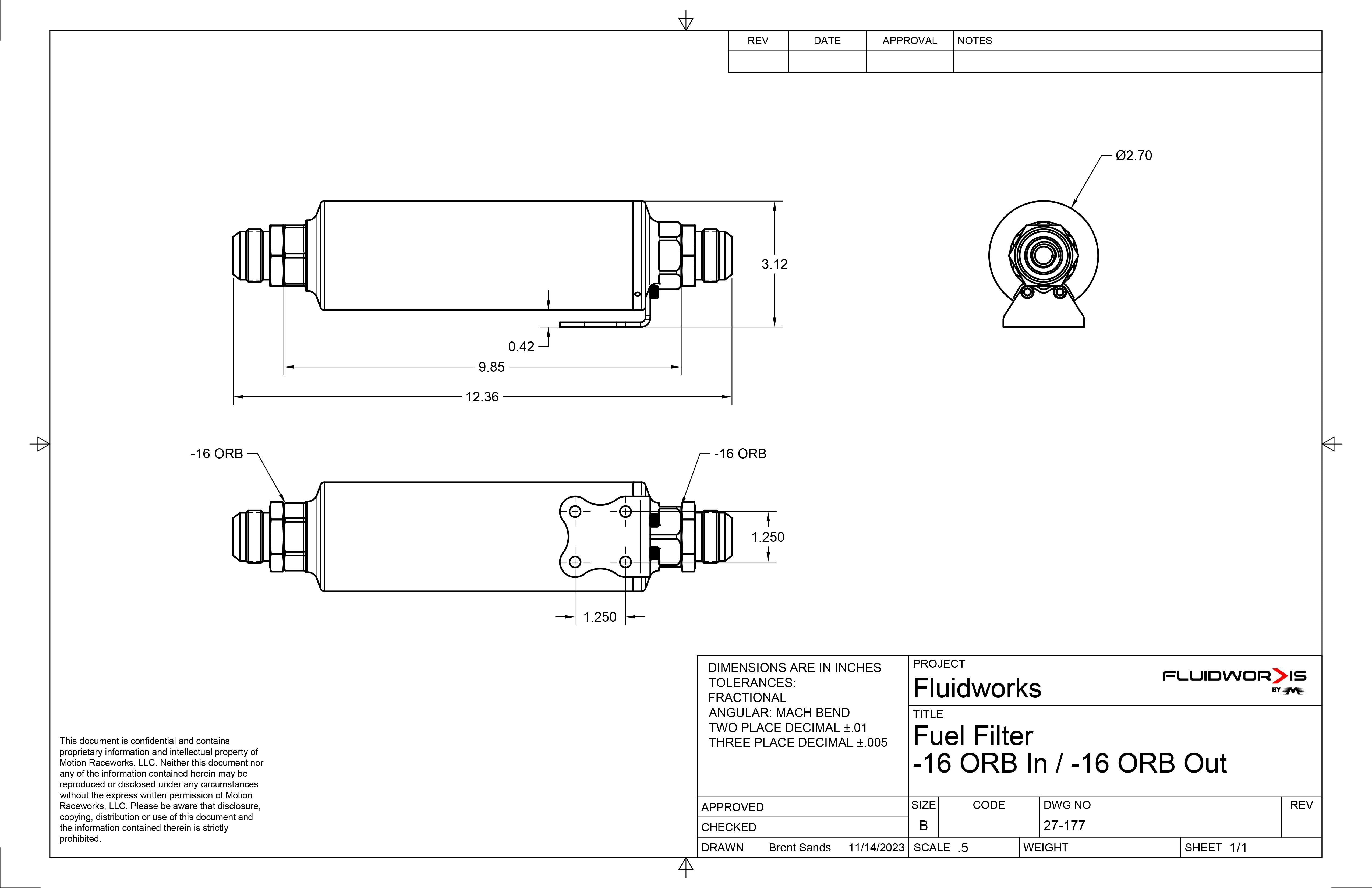 Fluidworks 32GPM Post Fuel Filter with Mount (10 Micron) - Heavy Duty Diesel Fuel Filtration for Trucks, Tractors & Equipment - Ideal for Off-Road & Industrial Applications