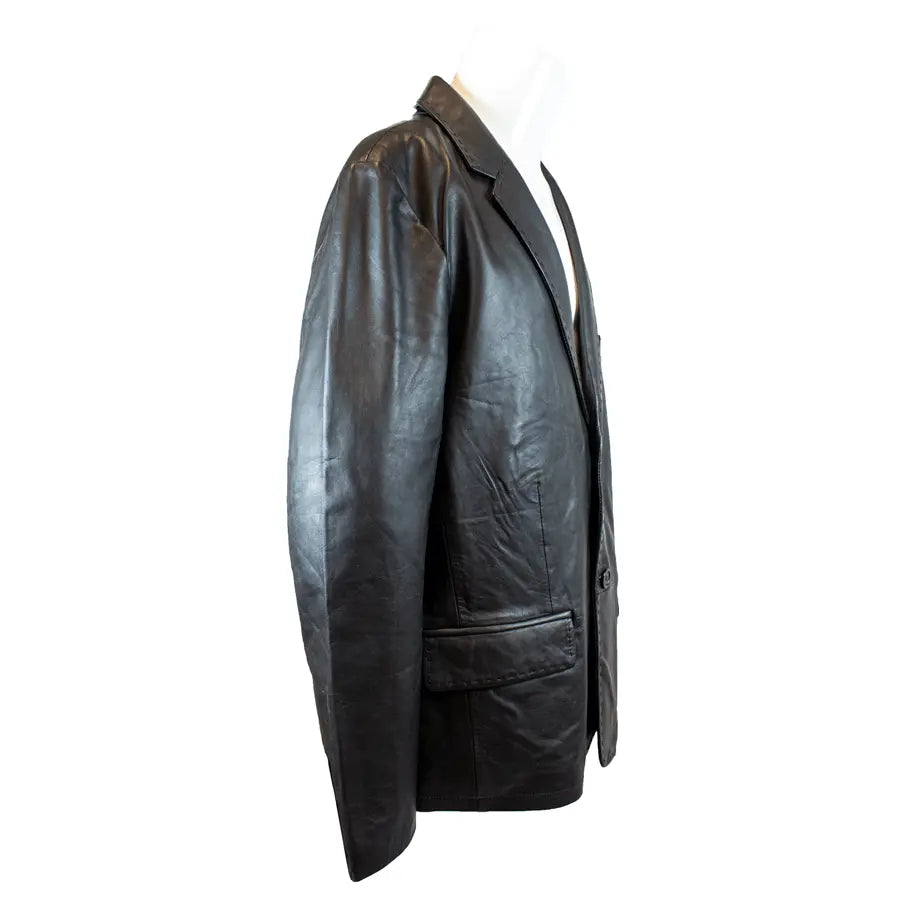 Premium Men's Stitched Leather Blazer Jacket - Classic Slim Fit for Business & Casual Wear - Perfect for Office, Parties & Date Nights