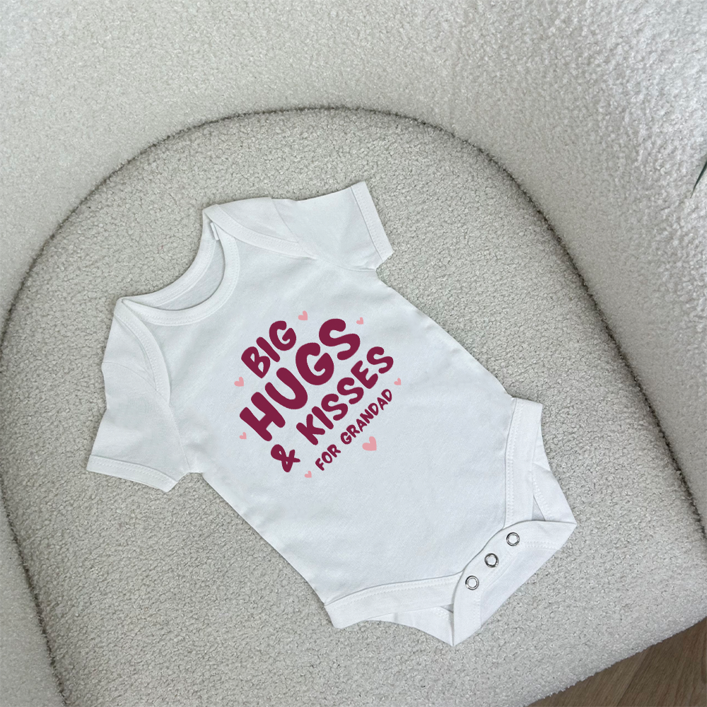 Big Hugs & Kisses Baby Vest - Soft Cotton Infant Bodysuit for Newborns & Toddlers - Perfect for Family Photos, Baby Showers & Everyday Cuddles