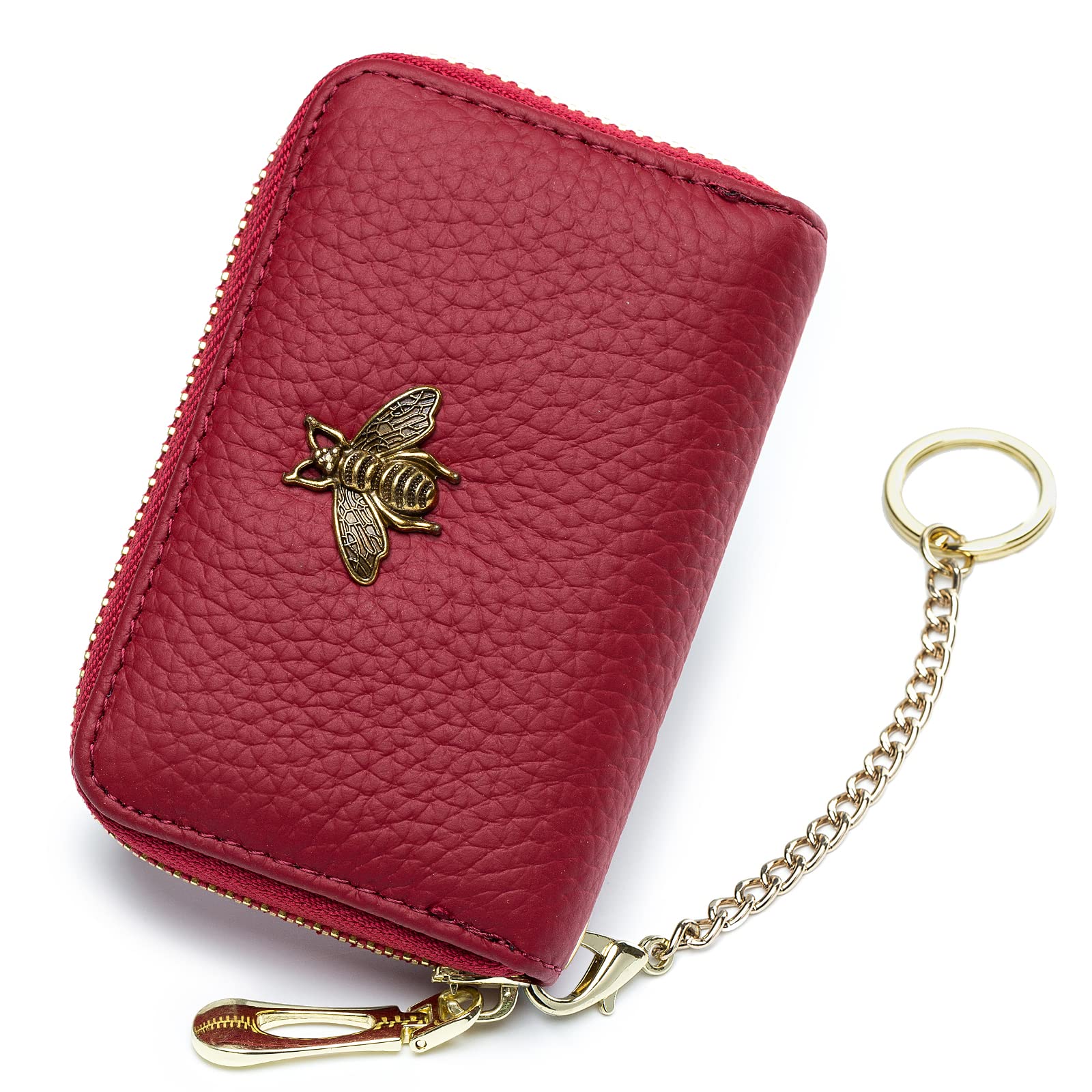 imeetu RFID Blocking Leather Credit Card Holder - Slim Zipper Wallet for Women | Secure & Stylish Card Case for Travel, Work & Everyday Use