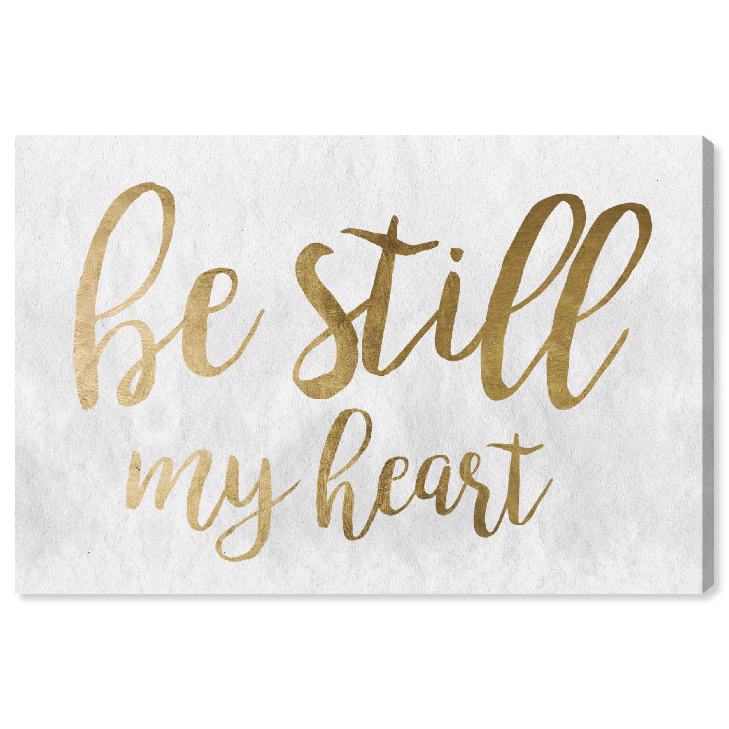 Oliver Gal Artist Co. 'Be Still My Heart Gold' Typography Quote Wall Art Canvas Print - Elegant Home Decor for Living Room, Bedroom & Office