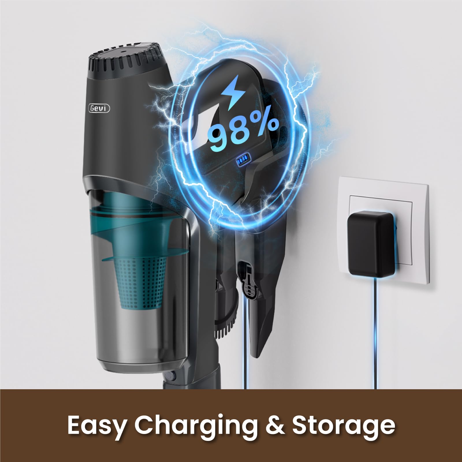 20KPa Powerful Cordless Stick Vacuum Cleaner - 45 Min Runtime, 6-in-1 Lightweight Design for Hard Floors, Carpets & Pet Hair - Ideal for Home Cleaning & Pet Owners (Grey)