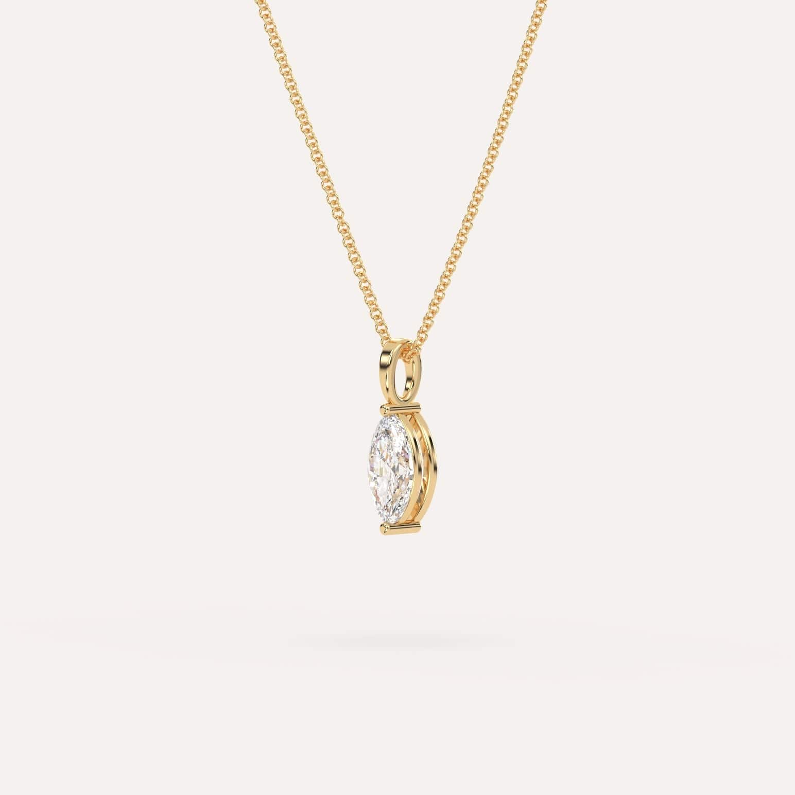 1/2 Carat Marquise Diamond Pendant Necklace - 14K White Gold Solitaire Pendant for Women - Perfect for Valentine's Day, Anniversary & Special Occasion Gifts