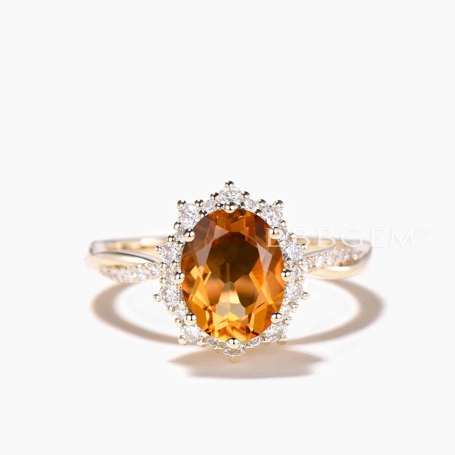 1.5CT Oval Cut Natural Citrine Diamond Halo Engagement Ring for Women - Vintage Twisted Band Wedding Ring - Perfect for Proposals, Anniversaries & Special Occasions