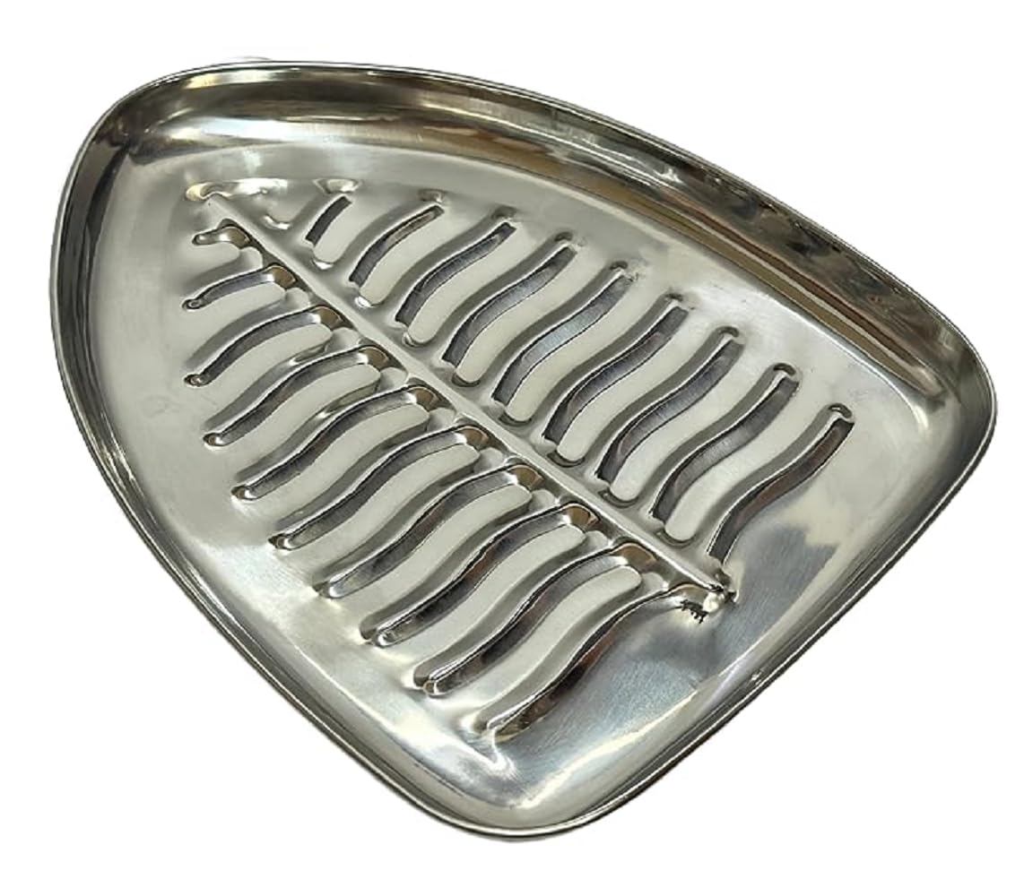 Dynore Stainless Steel Banana Leaf Shaped Snack Plate - 1 Piece Kids & Everyday Serving Dish for Fruits, Snacks, Parties, Picnics and Home Dining
