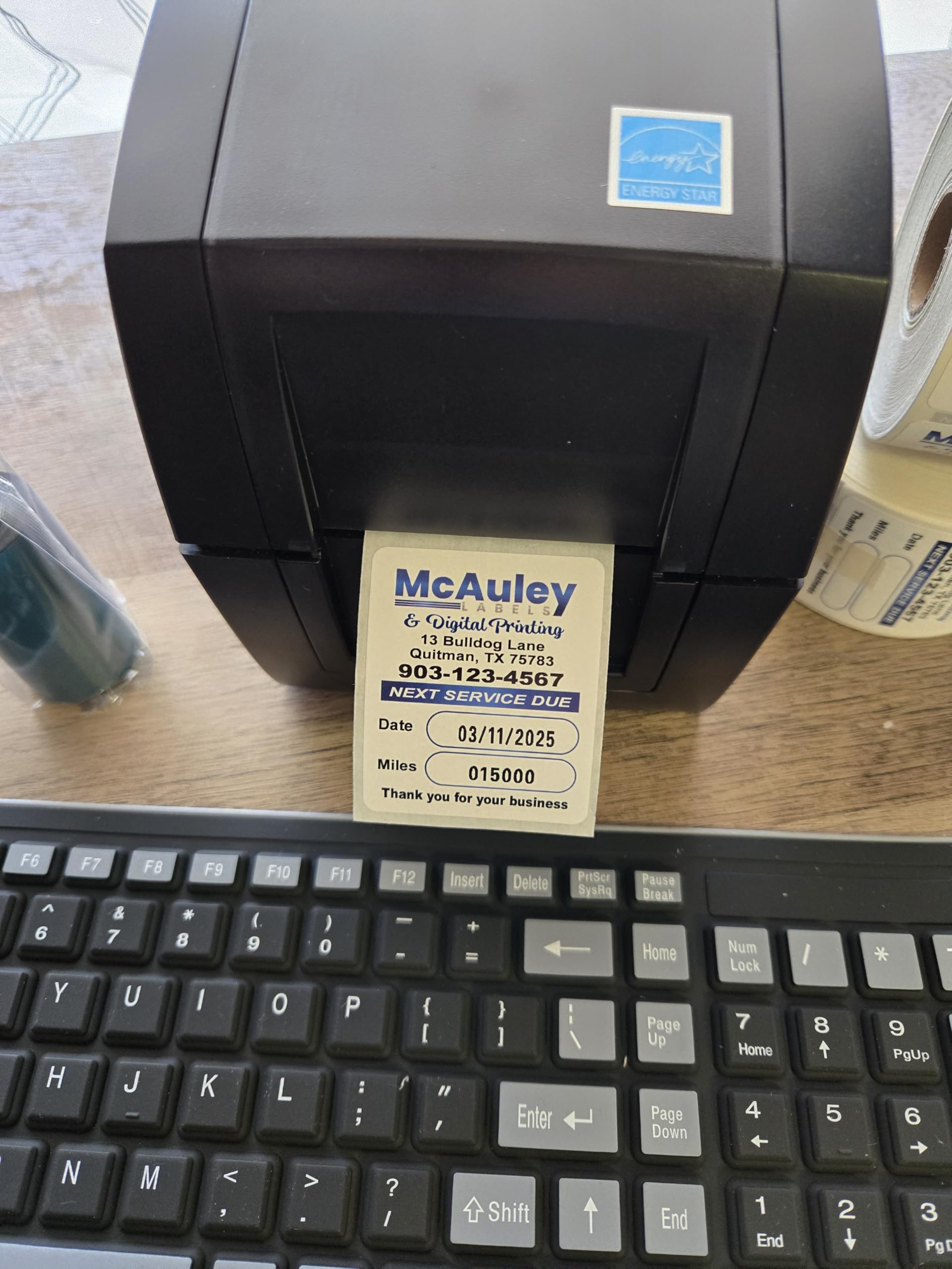 McAuley Labels RT 200i Stand Alone Oil Change Reminder Label Printer - Pre-Programmed Kit with 1000 Custom Oil Labels, Thermal Ribbon & Keyboard - Compact Industrial Label Printer for Auto Shops, Fleet Maintenance & Quick Lube Stations