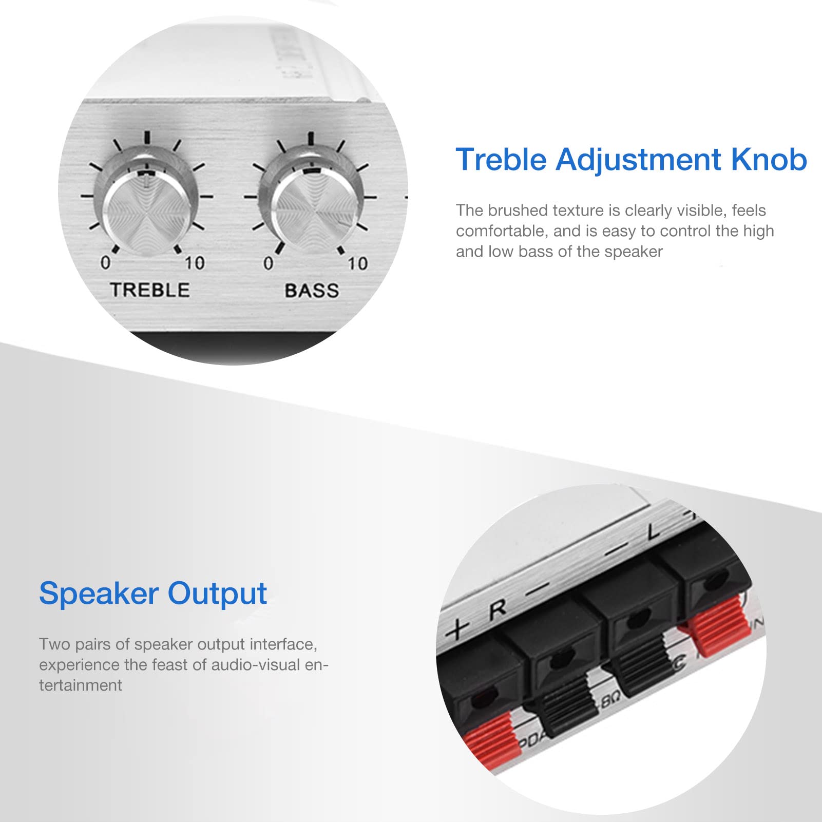 Digital Stereo Power Amplifier - Mini HiFi 2.1 Channel Bass Boost Audio System with 3.5mm Input & Dual Speaker Outputs (Silver) | Perfect for Car, Home Theater & Music Studio Setup