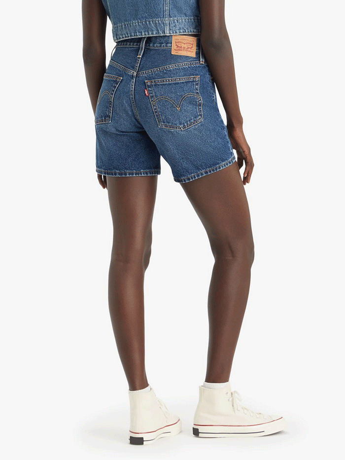 Levi's Women's 501 Mid Thigh Denim Shorts - Classic Fit, Distressed Wash | Perfect for Summer Outfits, Casual Wear & Beach Vacations