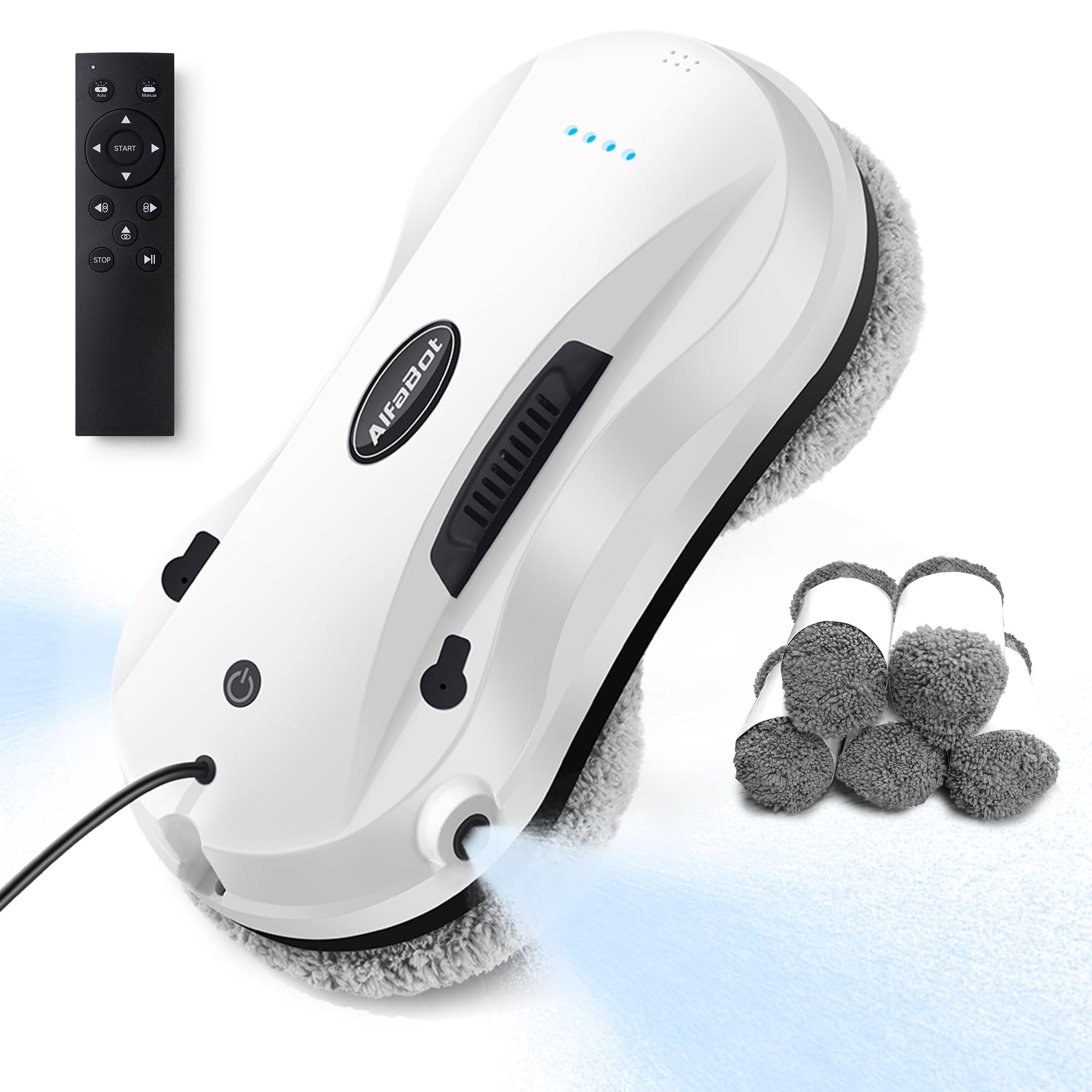 AlfaBot X7 Smart Window Cleaning Robot with Dual Water Spray & 50ml Tank - Automatic Glass Cleaner for Highrise Windows (Indoor/Outdoor Use) - Perfect for Homes, Offices & Skyscraper Maintenance