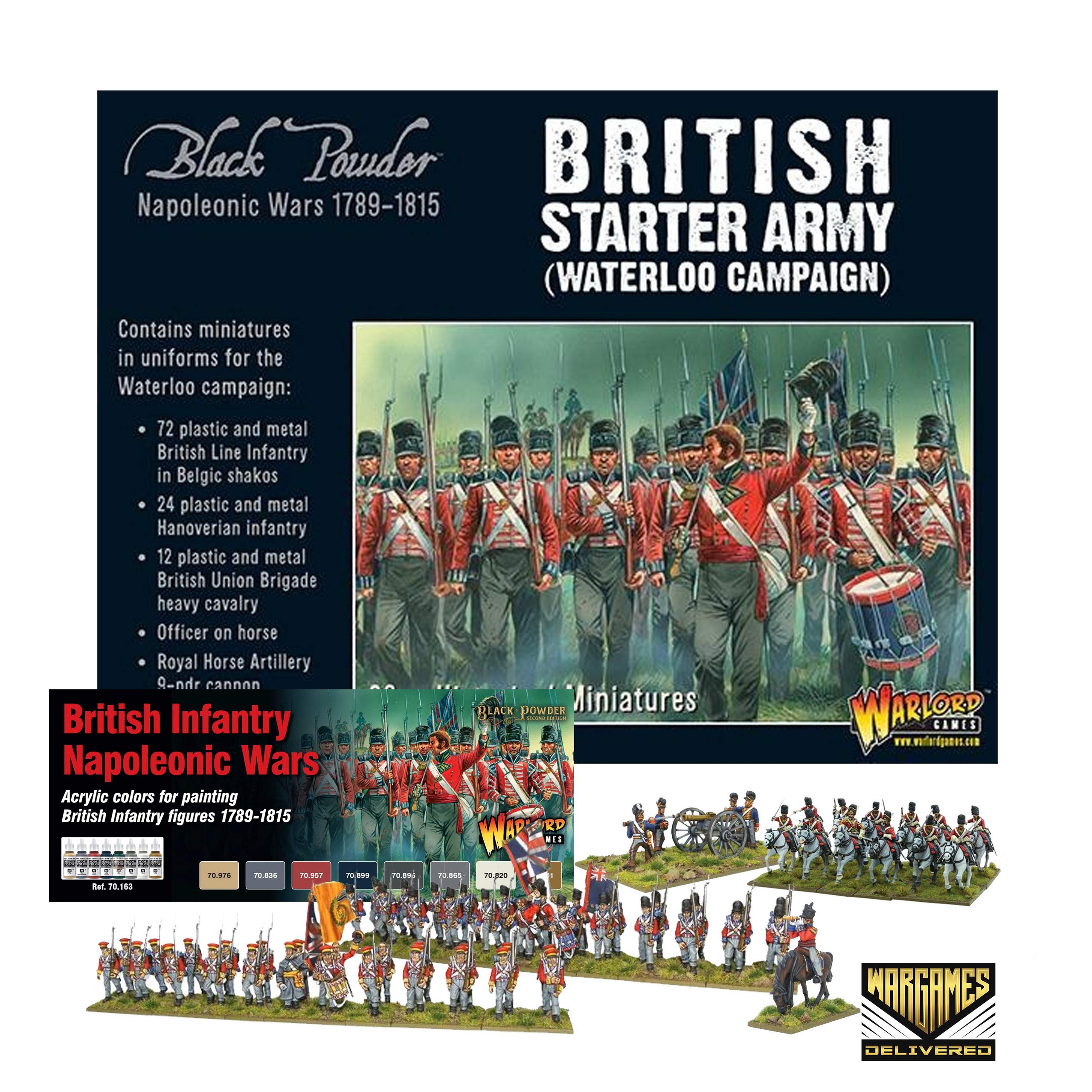 Warlord Games Black Powder Napoleonic British Starter Army - Waterloo Campaign Set | Revolutionary War Miniature Toy Soldiers for Tabletop Wargaming | Perfect for Historical Battles & Strategy Games