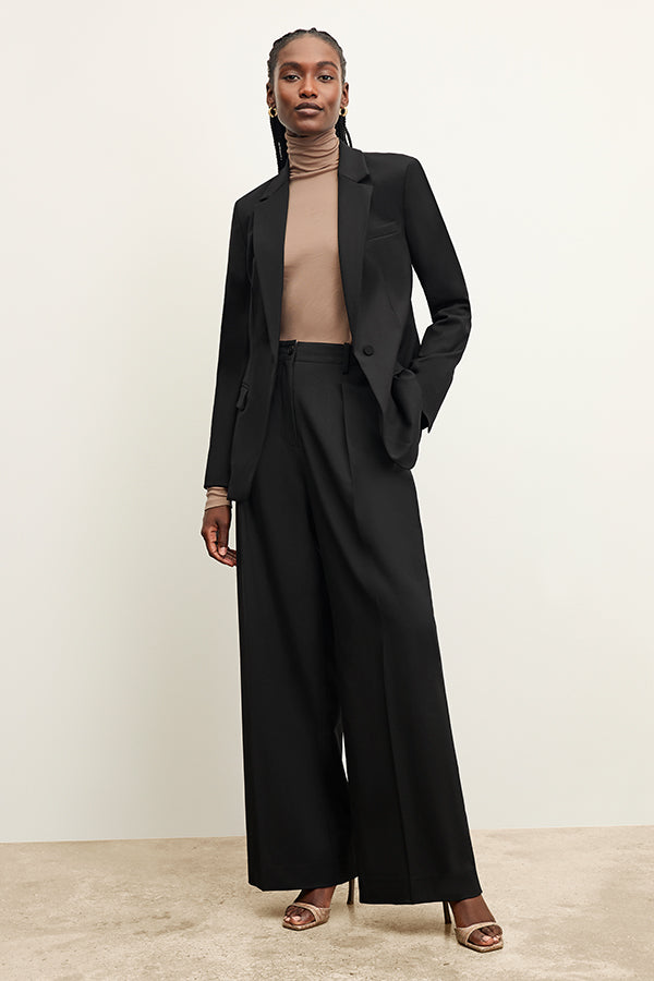 Zuri Pant Washable Wool Twill Pants for Women - Comfortable & Durable Black Trousers for Office, Travel & Casual Wear