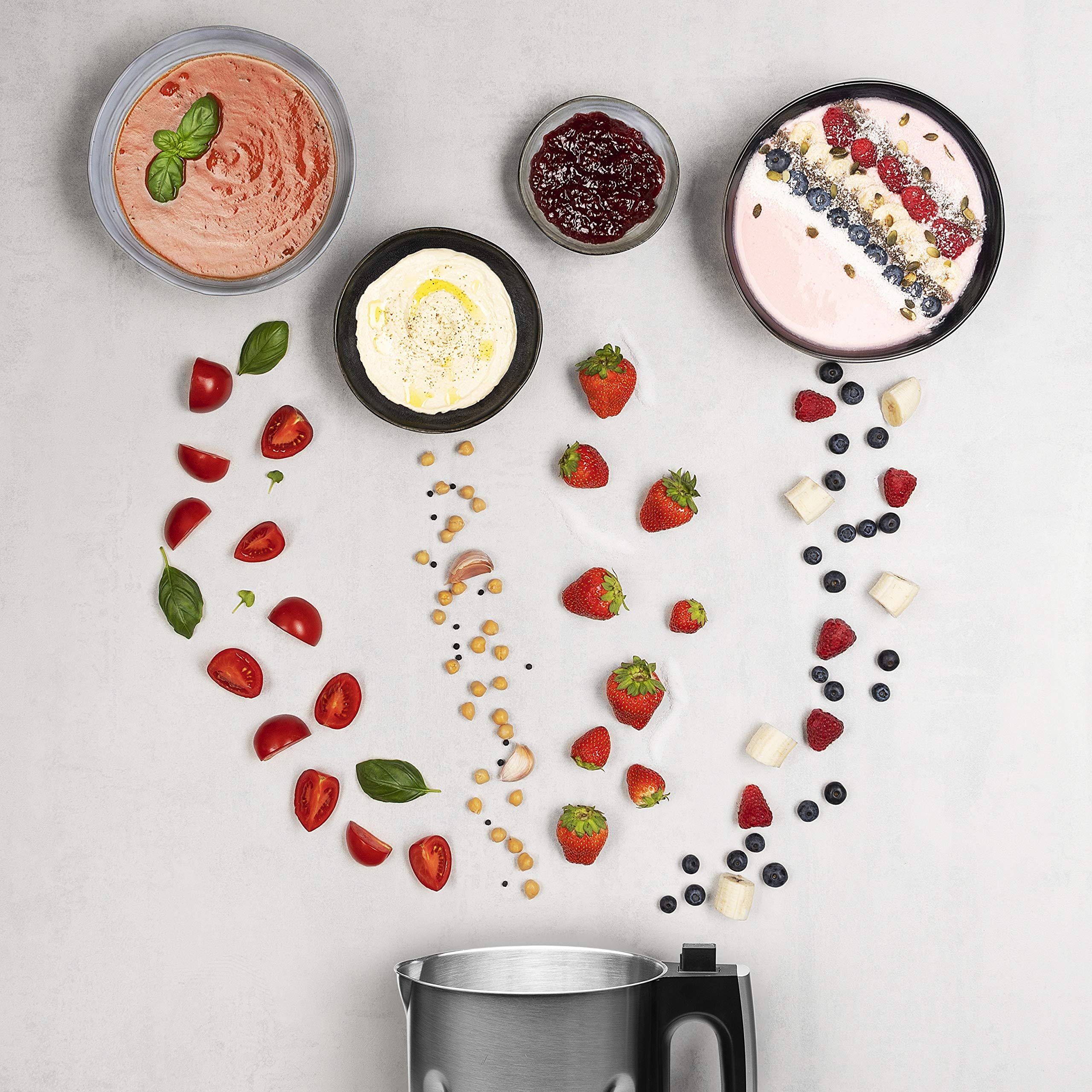Princess 214002 3-in-1 Blender for Soup, Smoothies & Shakes - 600W Stainless Steel Blender with Glass Jar (Black) - Perfect for Kitchen, Home & Healthy Lifestyle