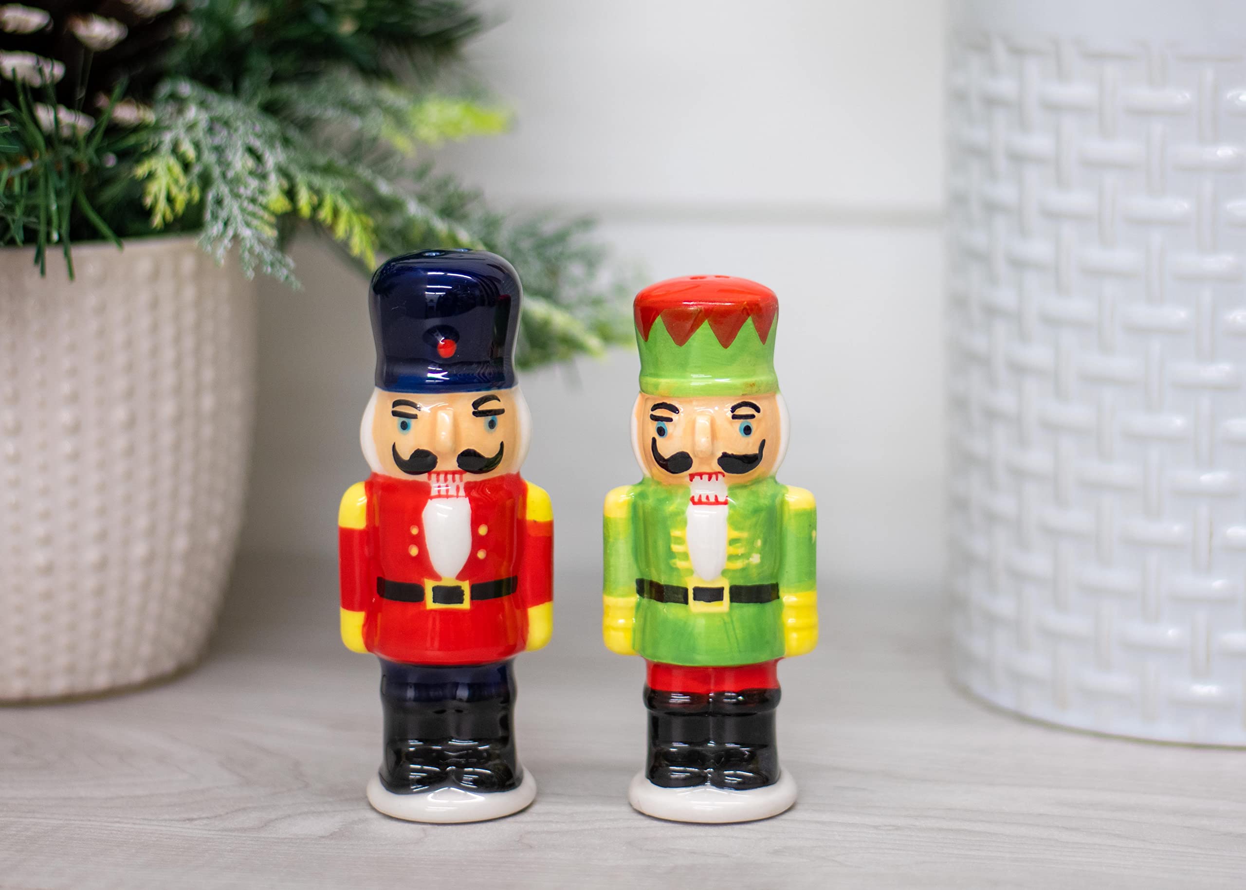 Transpac Nutcracker Soldiers Holiday Salt and Pepper Shaker Set - Christmas Kitchen Decor & Tableware for Holiday Dinner Parties