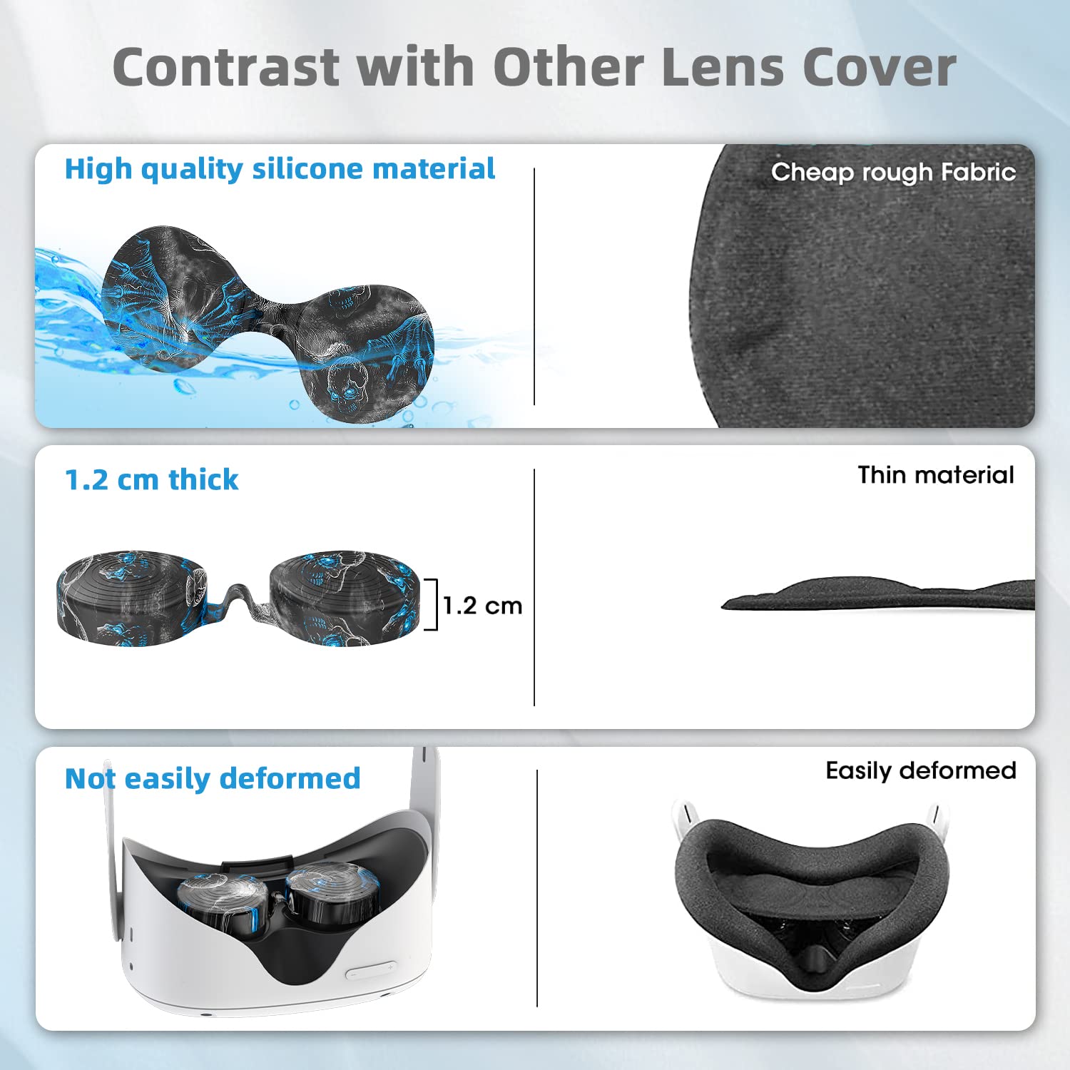 Oculus Quest 2 VR Accessories Set - Silicone Face Cover, Controller Grip, Shell Case, Lens Protector & 10 Disposable Eye Covers (Phantom Black) | Enhanced Comfort & Hygiene for Virtual Reality Gaming & Movie Watching