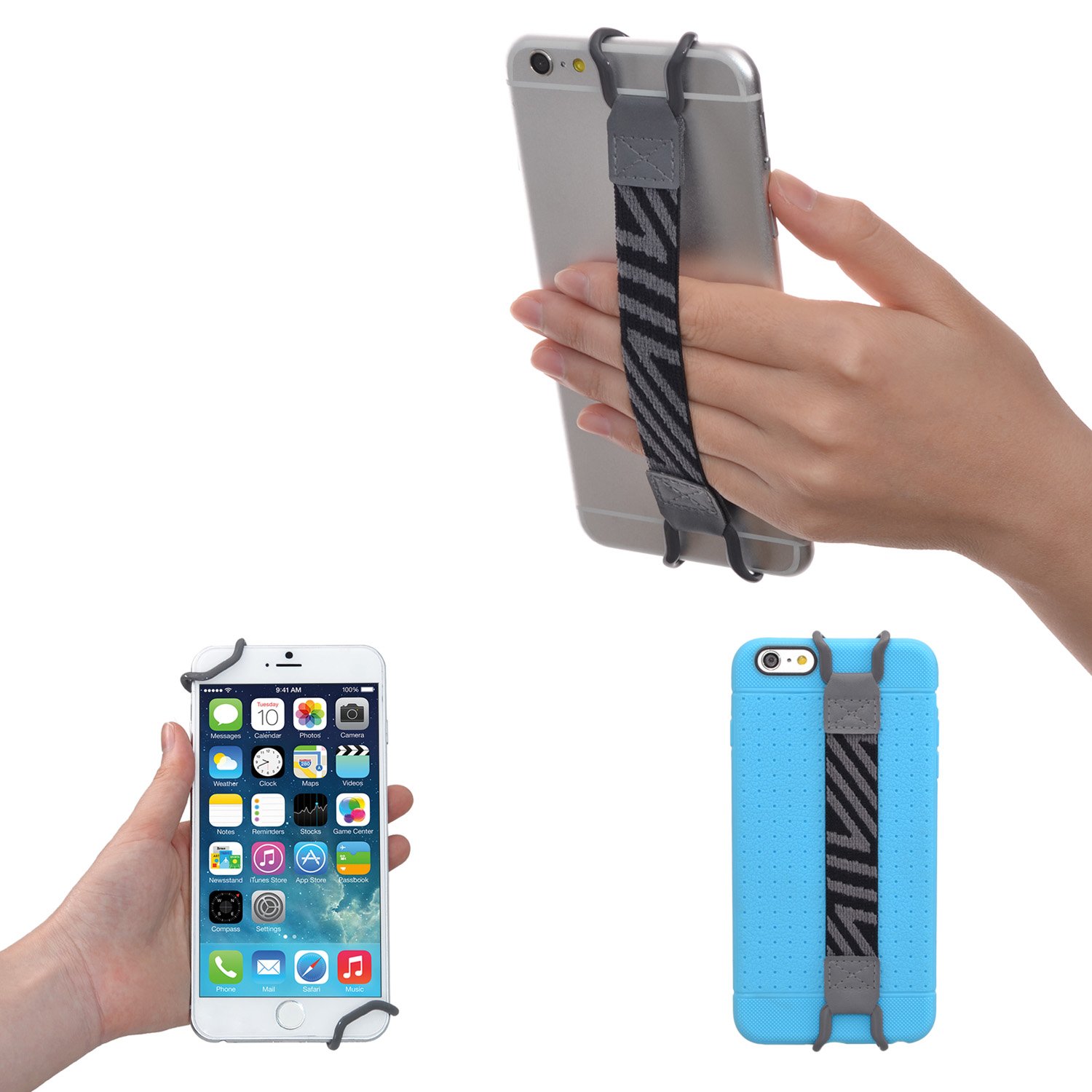 TFY Security Phone Hand Strap Holder - Compatible with iPhone 16 Pro Max, 15 Pro, 14 Plus, 13, 12 Pro, 11, XS, XR, X, 8 Plus, 7, SE & Samsung Galaxy S24, S23 - Anti-Slip Grip for Secure Phone Holding (Grey) - Perfect for Running, Hiking, Travel & Outdoor Activities