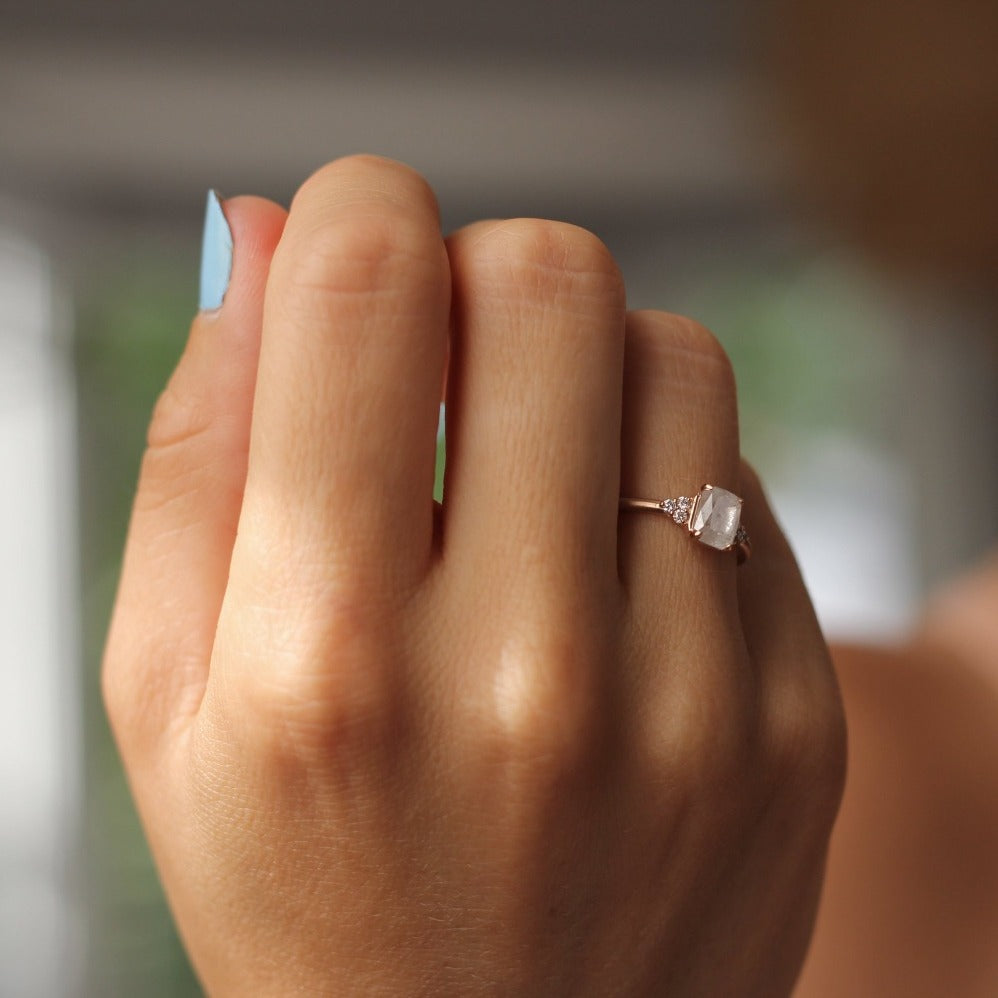 Exquisite 'Aria' Emerald Cut Diamond Engagement Ring - 14K White Gold Wedding Band for Women - Perfect for Proposals, Anniversaries & Special Occasions
