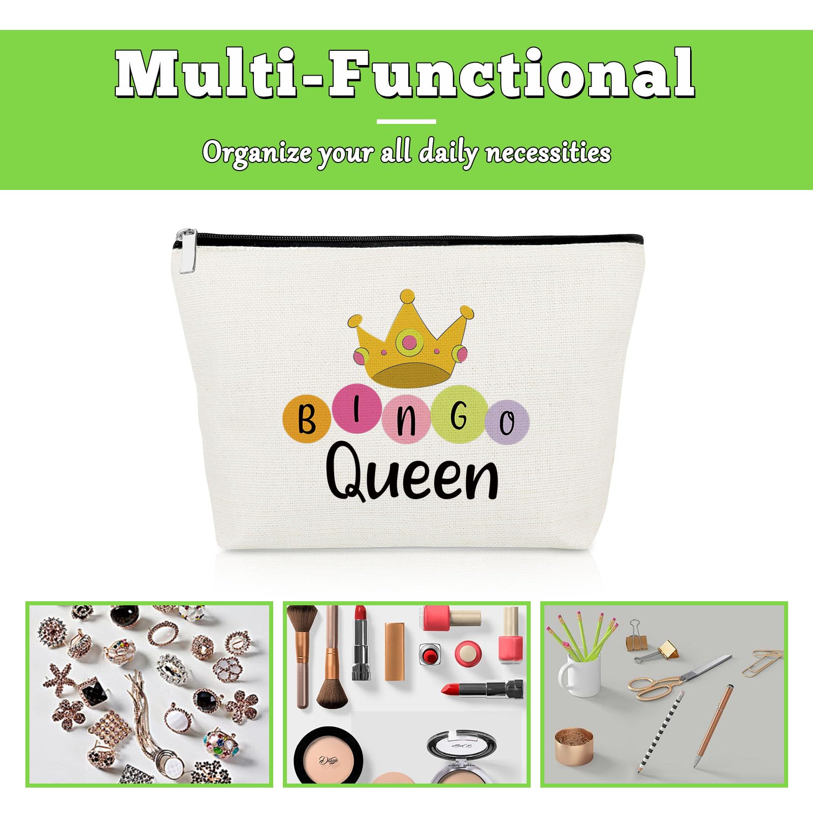 Bingo Makeup Bag for Women - Perfect Gift for Bingo Lovers, Casino Enthusiasts & Best Friends - Cosmetic Pouch for Travel, Birthday, Christmas & Graduation Presents - Ideal for Game Nights, Casino Parties & Daily Makeup Storage