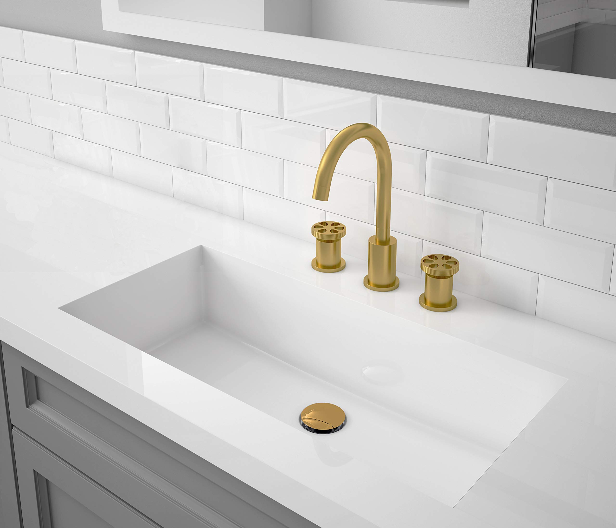 Ancona Nova Brushed Titanium Gold Double Handle Widespread Bathroom Faucet - AN-4511 | Modern Bathroom Sink Faucet for Vanity, Powder Room & Guest Bath Installation