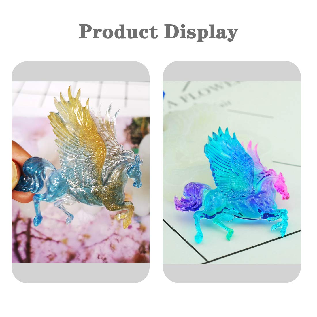 FineInno 2-Piece Unicorn & Pegasus Silicone Resin Molds for DIY Jewelry Making, Epoxy Casting, Handmade Crafts - Perfect for Resin Art, Keychains, Pendants & Home Decor
