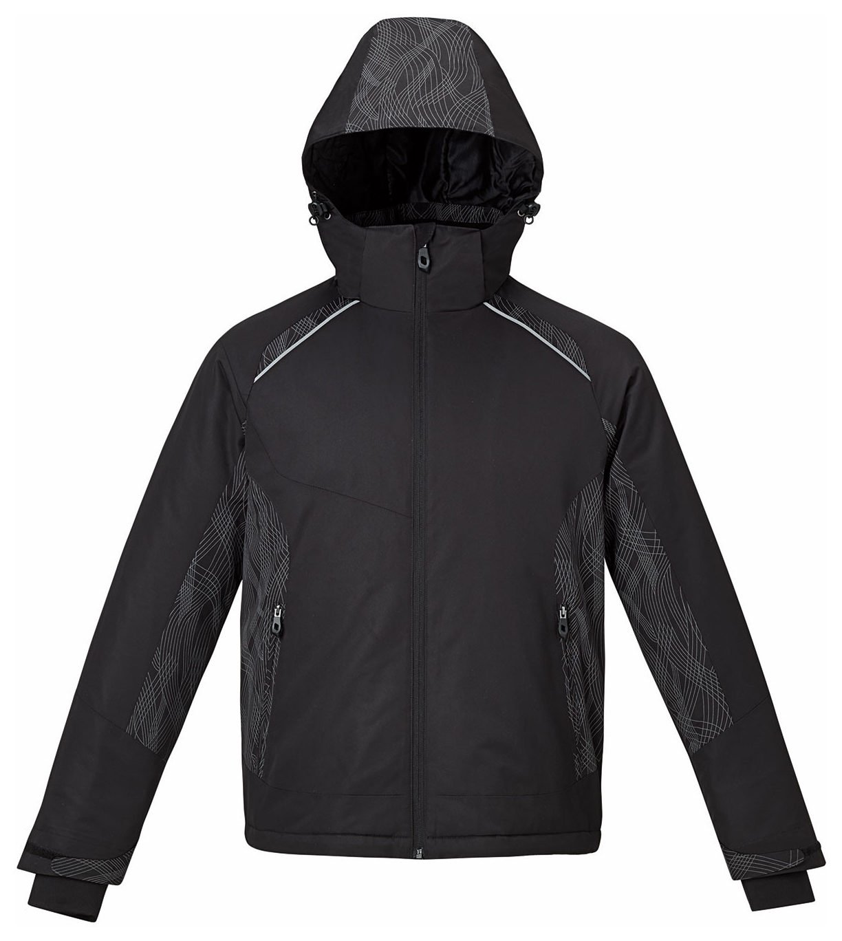 Ash City Men's Linear Insulated Jacket with Print - Black, Size S | Winter Warm Jacket for Outdoor Activities, Work & Casual Wear