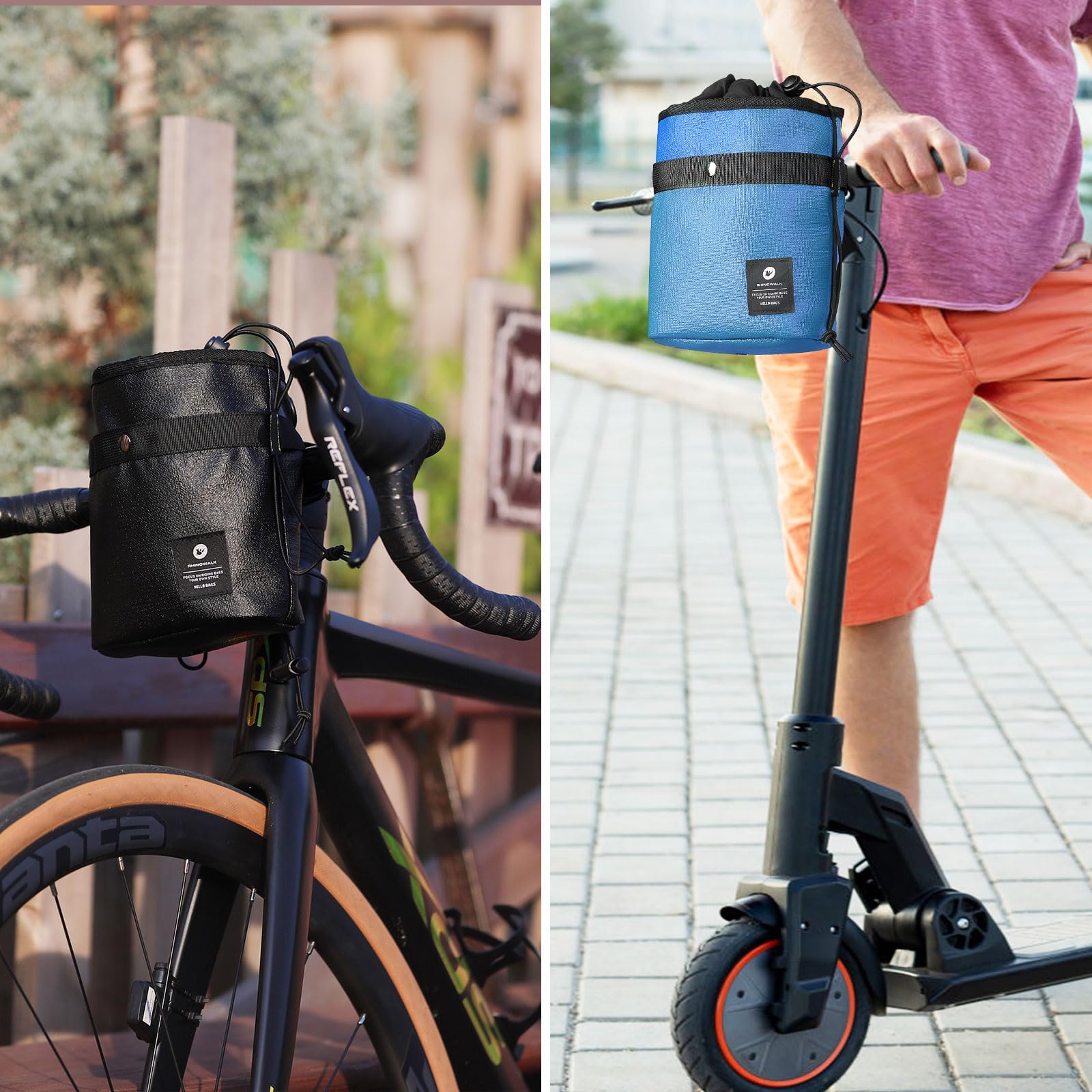 HUNTVP 3.5L Bike Handlebar Bag - Waterproof Bicycle Front Bag for Mountain/Road Bikes & Scooters - Adjustable Shoulder Strap for Cycling Commuting, Outdoor Adventures & Daily Use