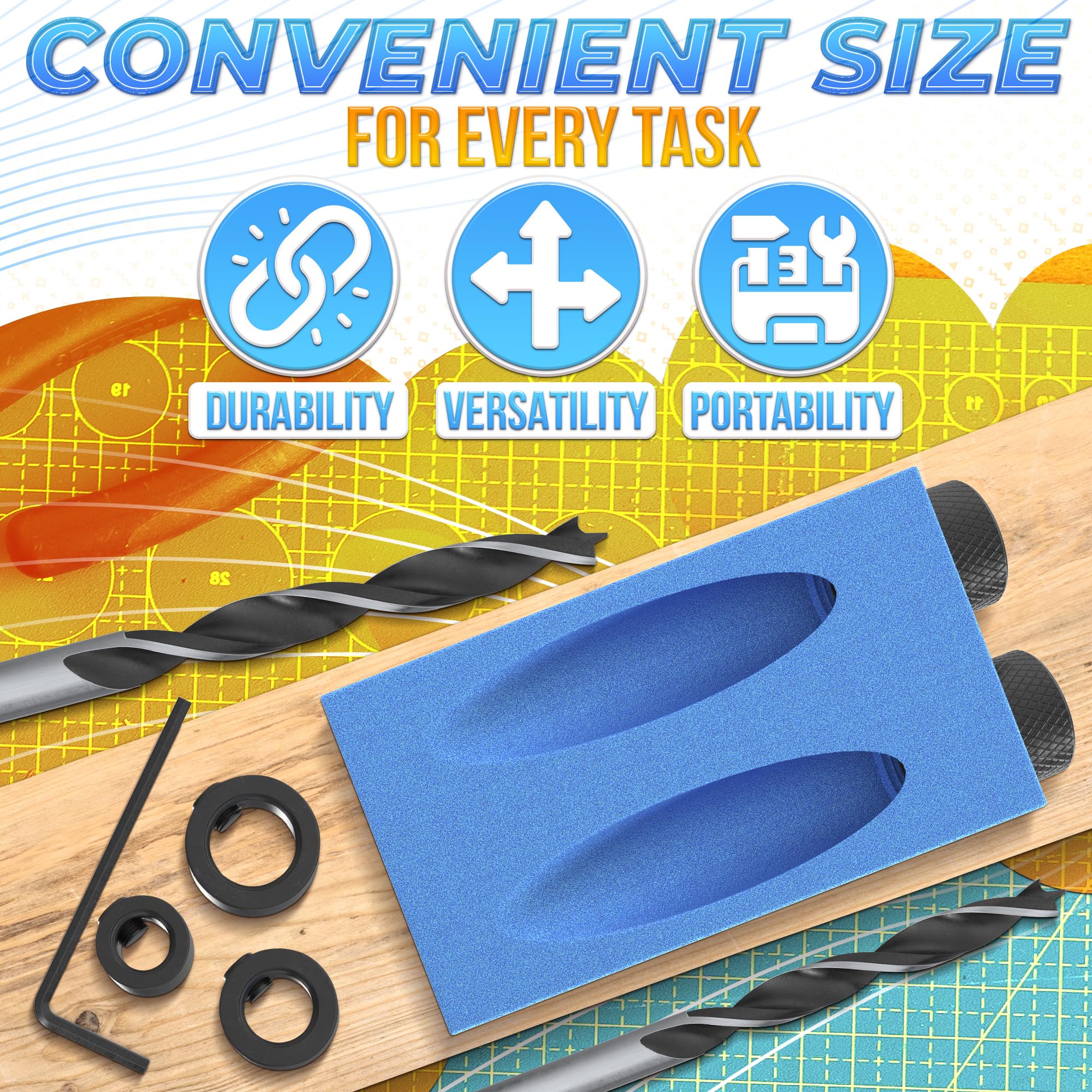 Premium Pocket Hole Jig Kit - 15° Angle Drill Guide for Straight & Angled Holes | Woodworking Screw Jig with Shelf Hole Guide | Perfect for DIY Furniture, Cabinets & Home Improvement Projects