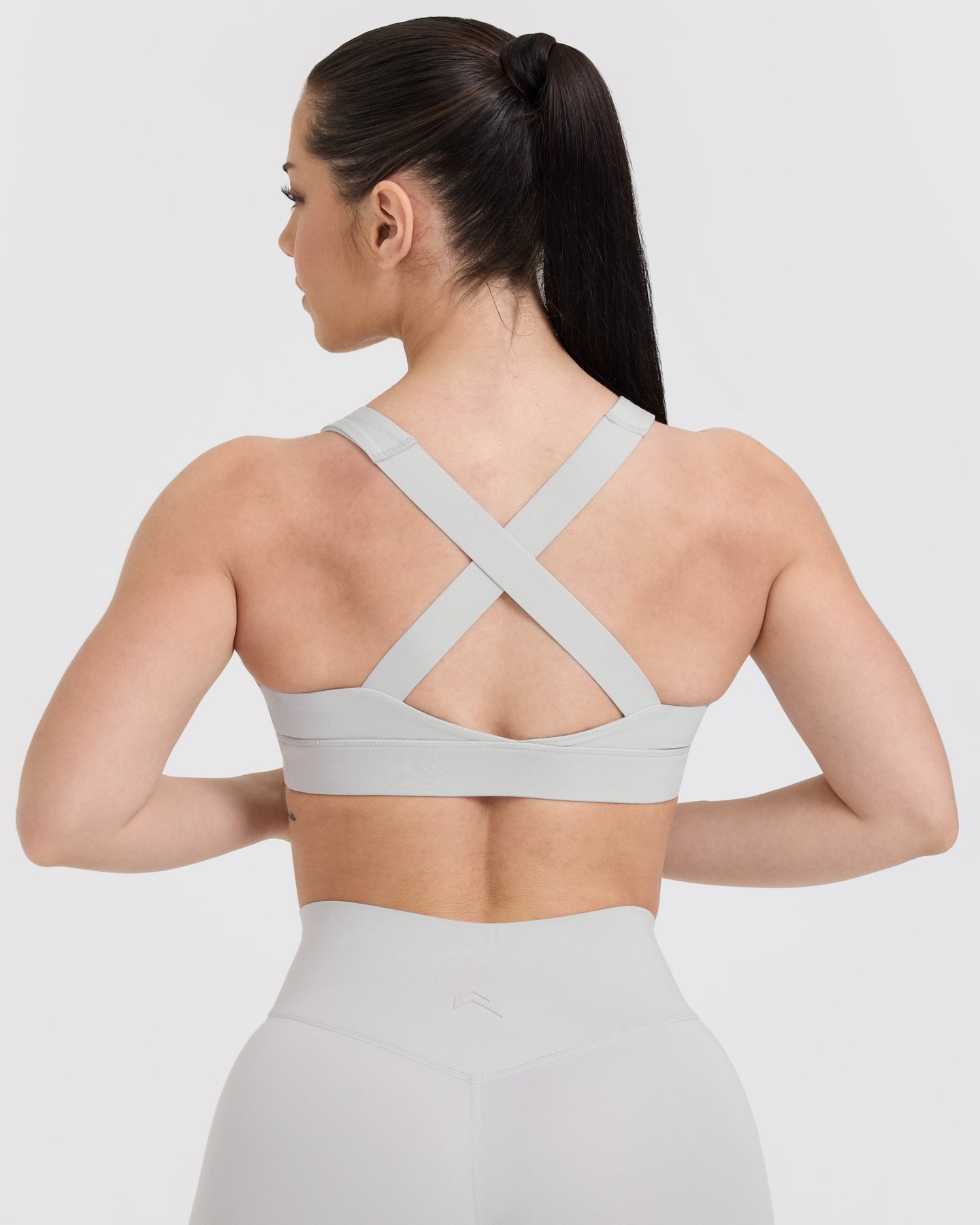 Timeless Wide Strap Sports Bra - Light Grey | High Support Workout Top for Yoga, Running & Gym