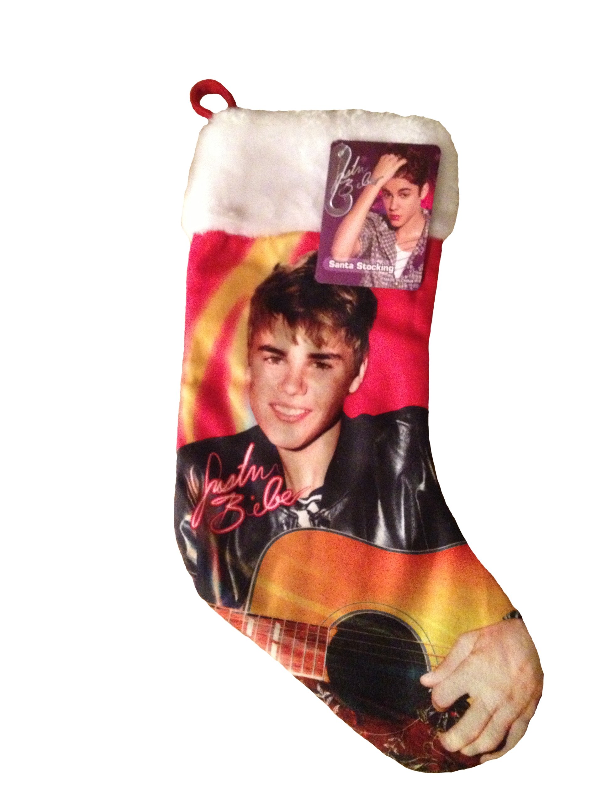 Justin Bieber Christmas Stocking - Festive Red Holiday Stocking for Xmas Decorations | Perfect for Fireplace Mantel, Bedroom Decor & Gift Giving