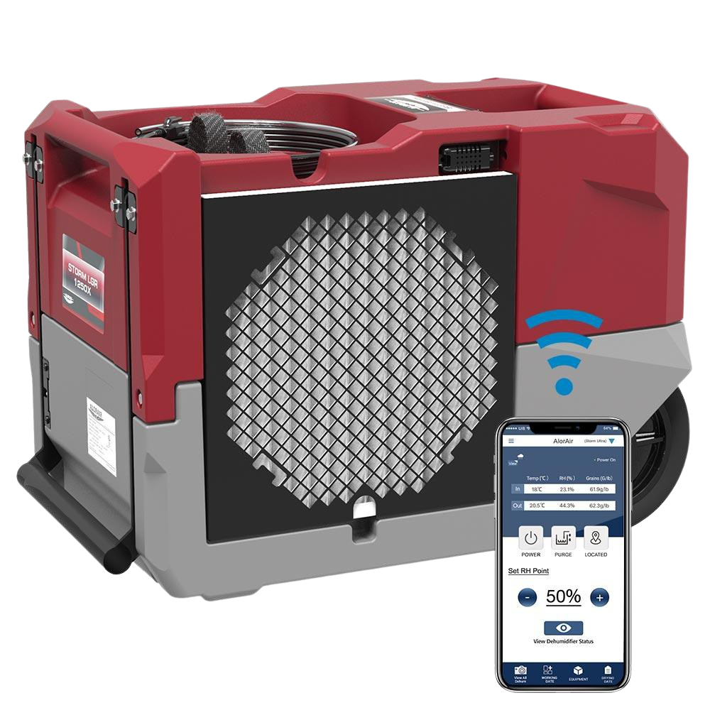 AlorAir LGR 1250X 264-Pint Commercial Dehumidifier with WiFi & Condensate Pump for Basement, Warehouse - Red | Heavy-Duty Moisture Control for Large Spaces