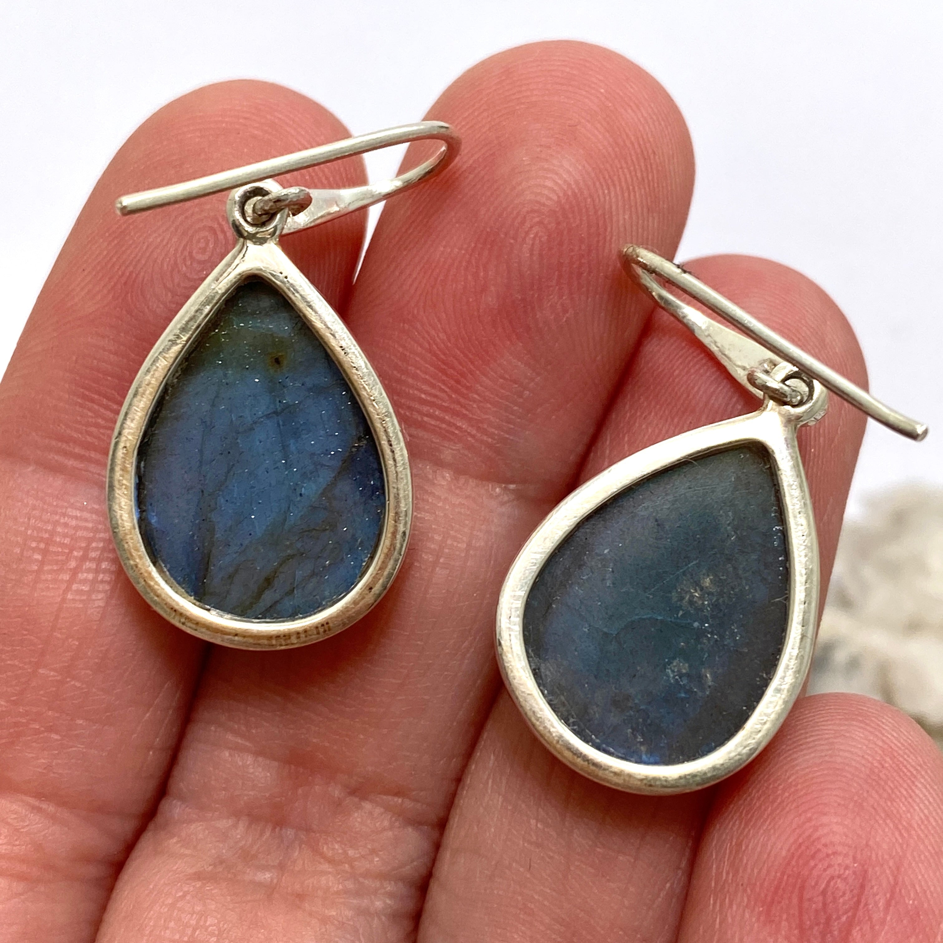 Labradorite Teardrop Cabochon Earrings - Handmade Sterling Silver Dangle Earrings for Women | Perfect for Boho Style, Wedding & Everyday Wear