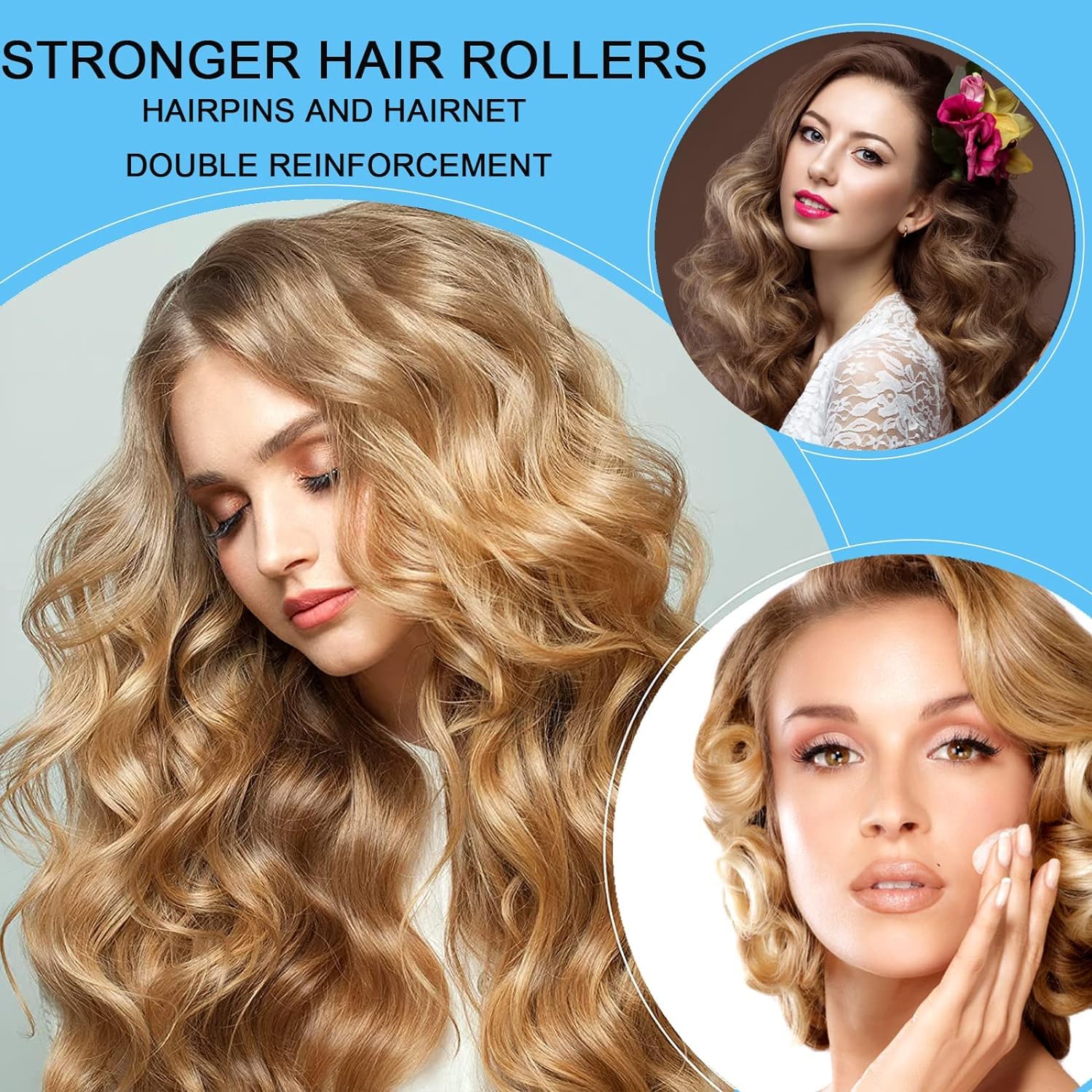 SIYAA 12 Pack Self Grip Hair Rollers for Women & Girls - Salon Quality Hair Curling Set for Styling & Volume - Perfect for Home Use, Parties & Special Occasions