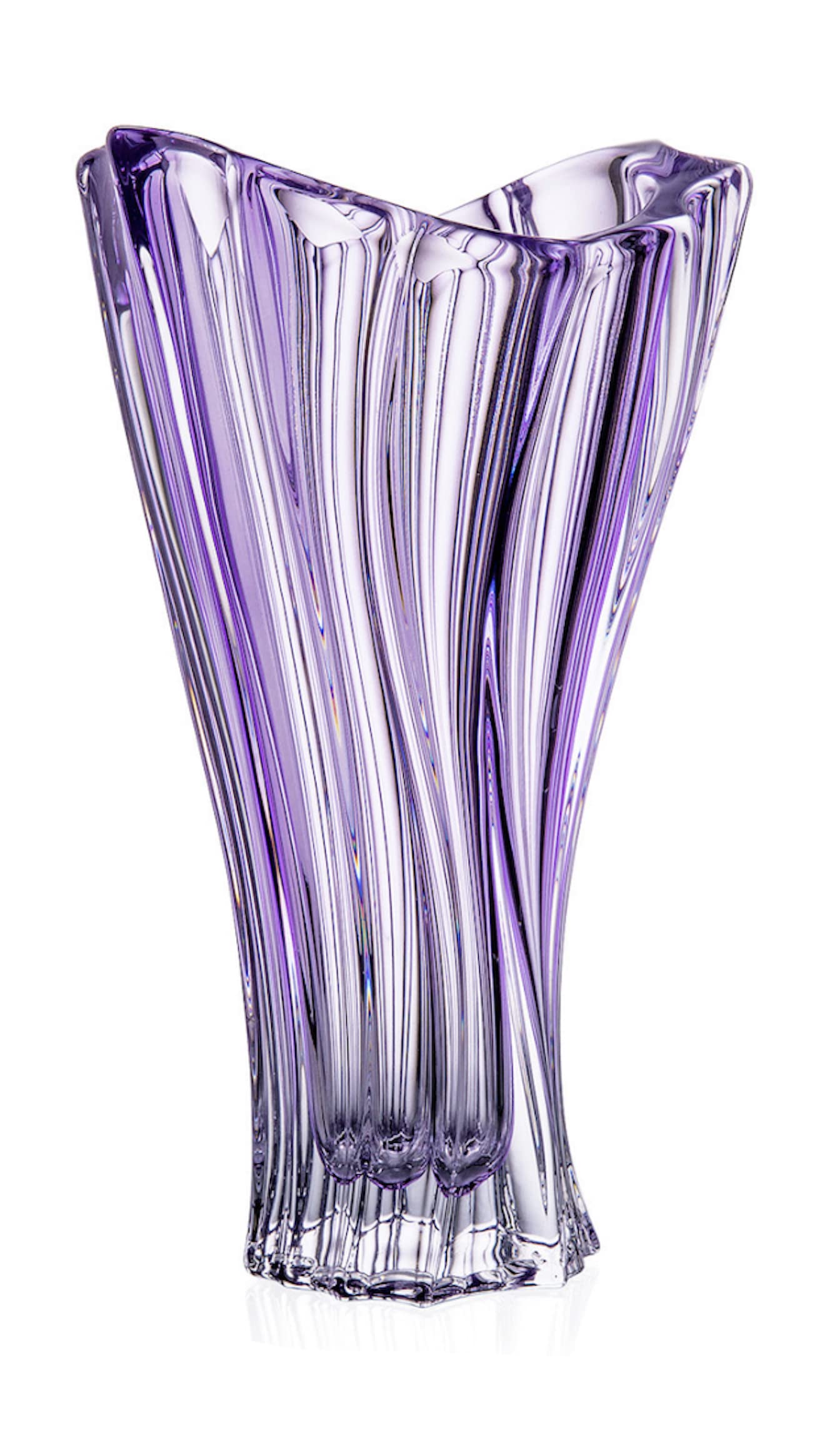12-Inch Amethyst Crystal Glass Vase - Bohemian Czech Handmade Home Decor for Wedding Centerpieces, Birthday & Housewarming Gifts - Perfect for Floral Arrangements & Luxury Table Decor