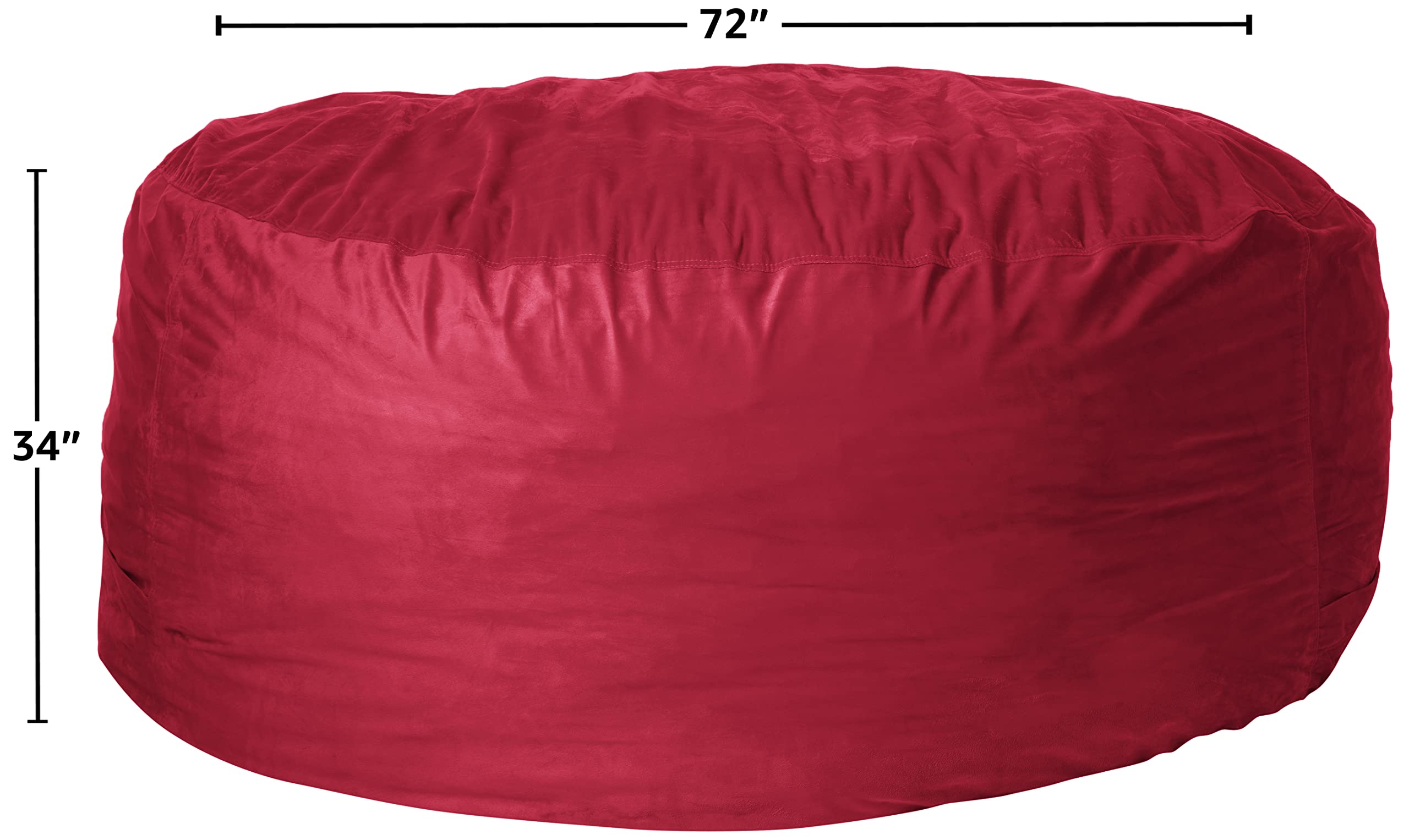 6-Feet Sofa Sack Bean Bag Chair Cover Only - Soft Fluffy Round/Oval Replacement for Adults & Kids (No Filling) - Perfect for Reading Chairs, Floor Seating & Lazy Lounging - Cinnabar Color