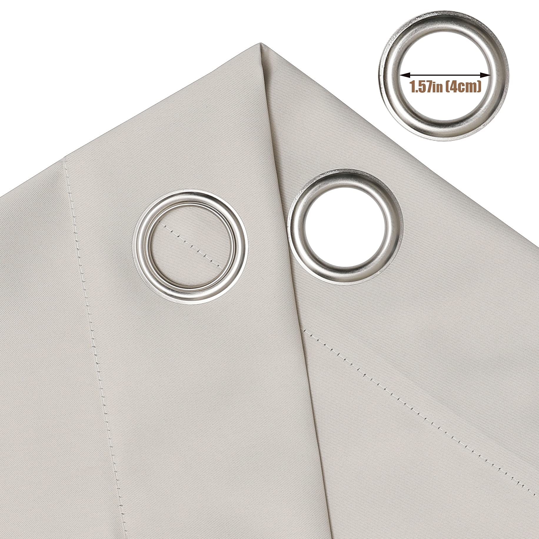 Fire Resistant Curtains for Hotel & Hospital - Light Beige 52 x 108 Inches - 1 Panel Blackout Drapes for Privacy & Safety