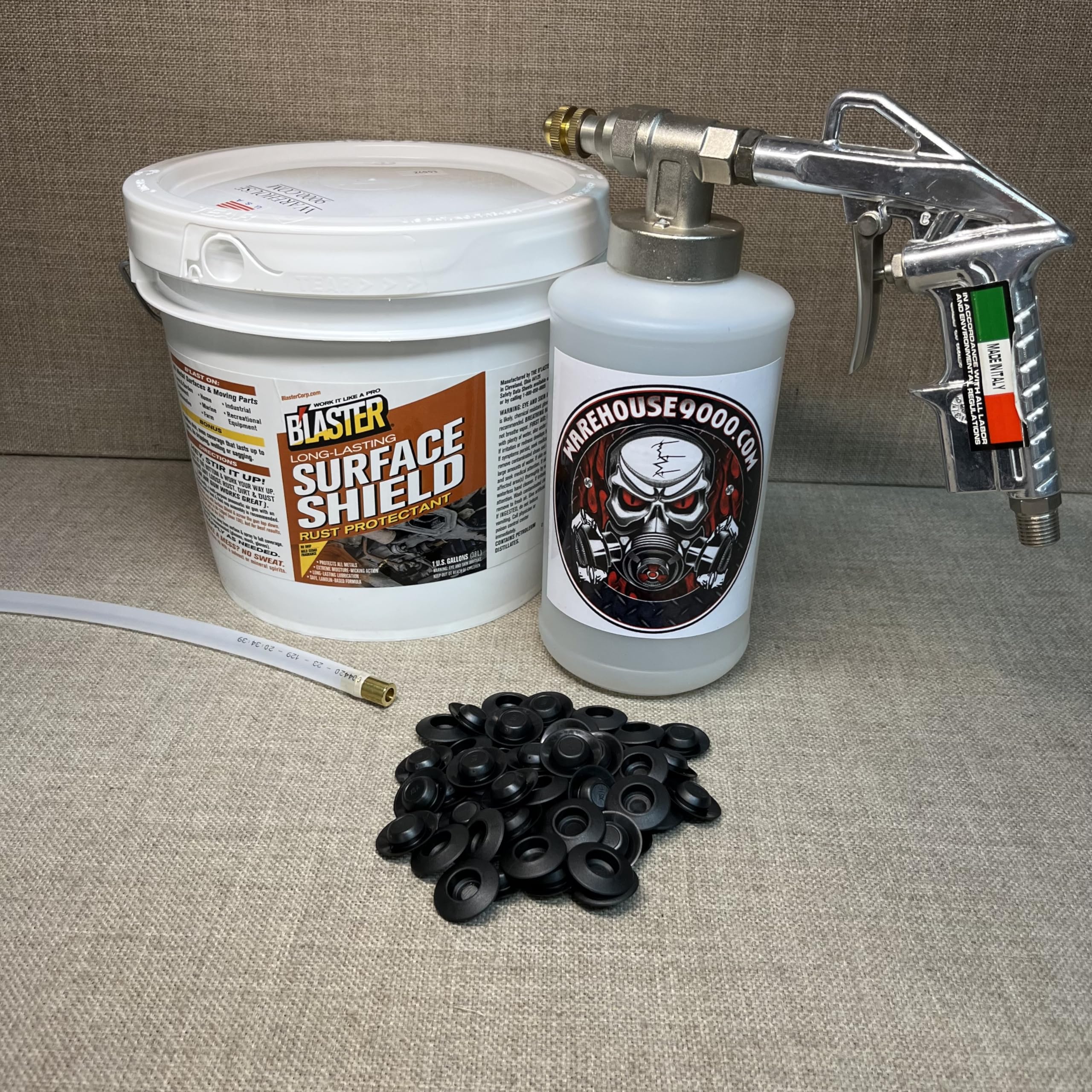 PB Blaster Surface Shield Gallon - Professional Undercoating Spray Gun with 1 Straight Wand, 1 Quart Bottles & 50 Rust Plugs - Ideal for Auto Rust Prevention, Metal Protection & Underbody Coating