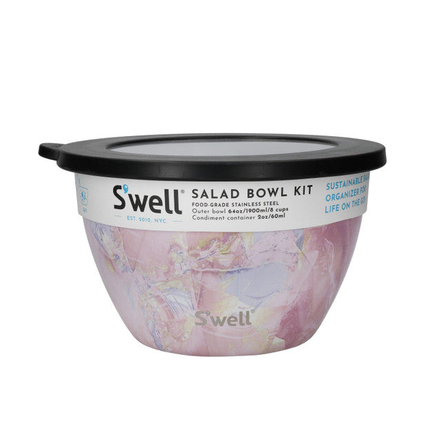 Geode Rose Salad Bowl Set - 1.9L Large Serving Bowl for Salads, Fruits, Pasta - Perfect for Dinner Parties, Picnics & Home Decor