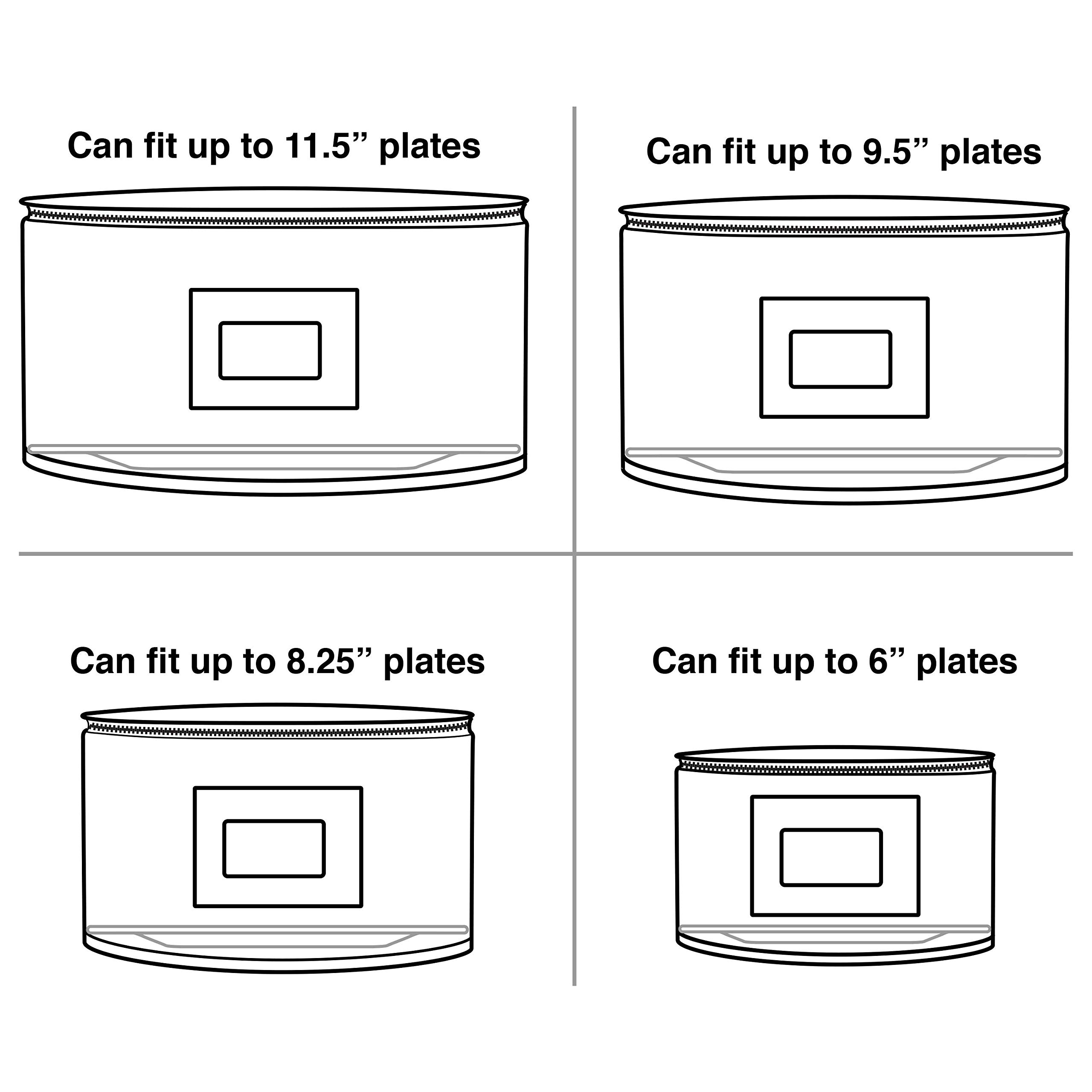 Space Grey Twill Hard Shell Round China Plates Storage Container with Secure Lid (11.5”, 9.5”, 8.25”, 6”) - Stackable Dish Organizer for Kitchen, Dining, and Buffet Servings