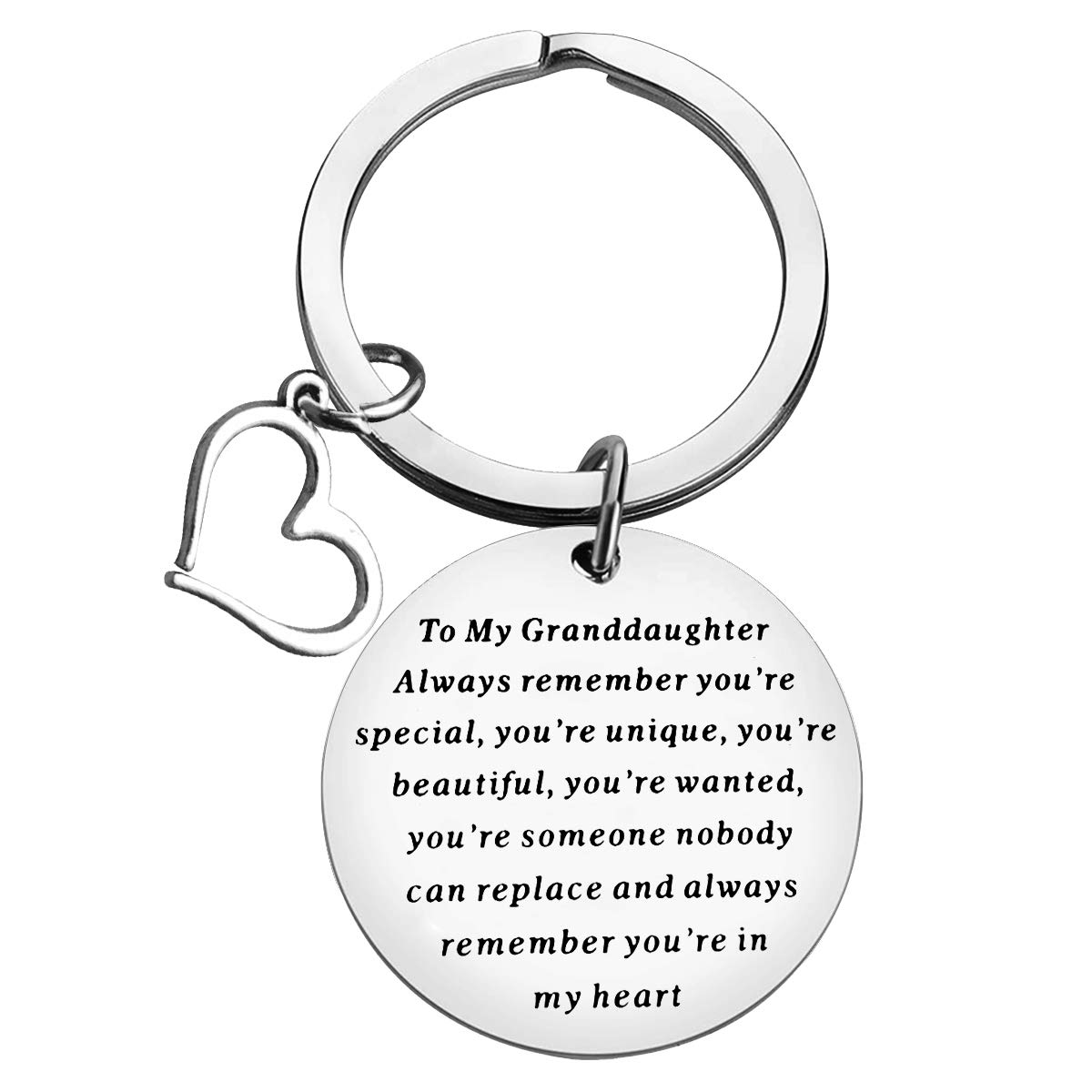 Personalized Inspirational Keychain for Granddaughter - Birthday, Graduation, Christmas Gift from Grandpa, Grandma, Grandfather, Grandmother | Engraved Jewelry Keyring for Special Occasions & Everyday Carry