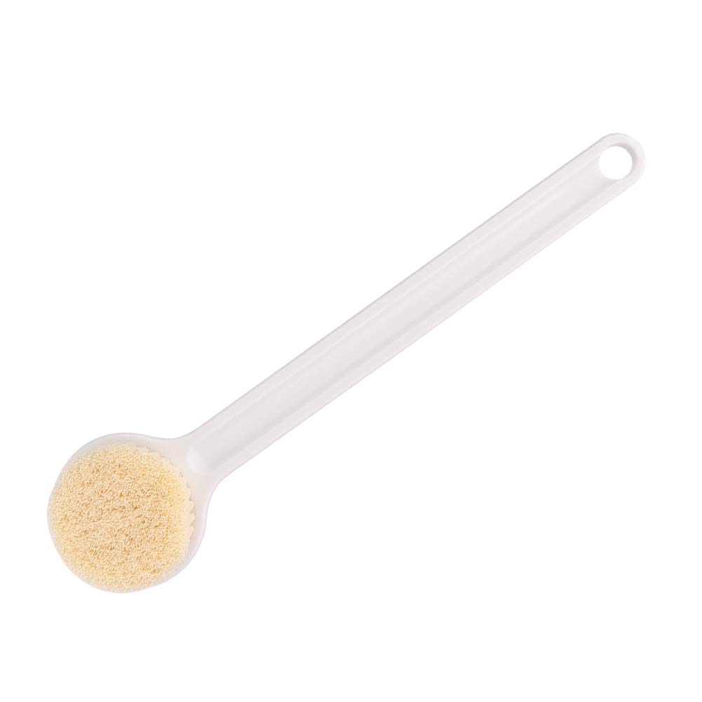 Premium Body Brush for Exfoliation & Massage - Long Handle Shower Brush with Good Toughness & Elasticity - Ideal for Bath, Spa & Dry Brushing (White)