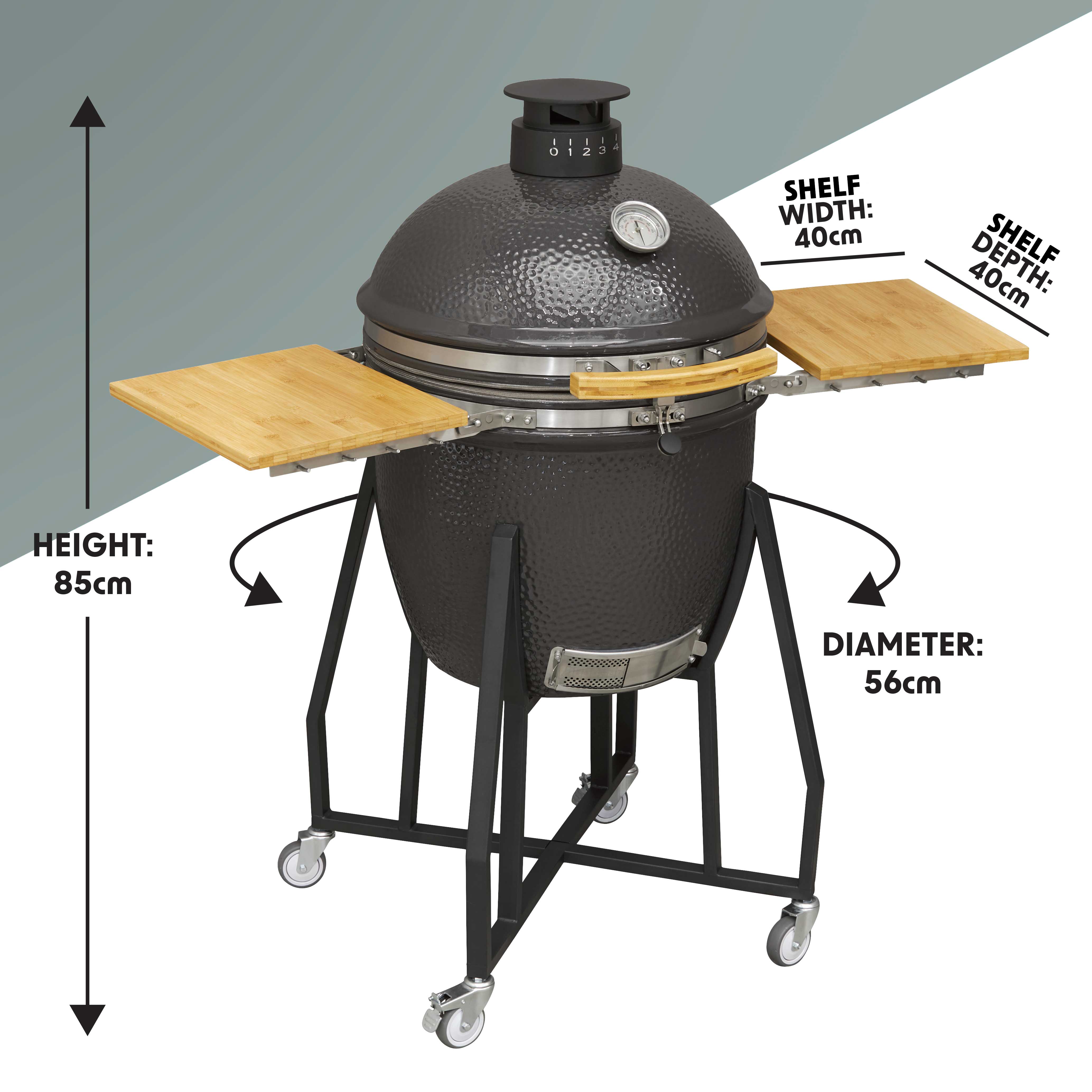 Premium Kamado Style Ceramic Charcoal Grill & Smoker - 22 Inch (56cm) Outdoor BBQ Oven with Wheels & Stand - Perfect for Backyard Grilling, Smoking, and Outdoor Cooking Parties