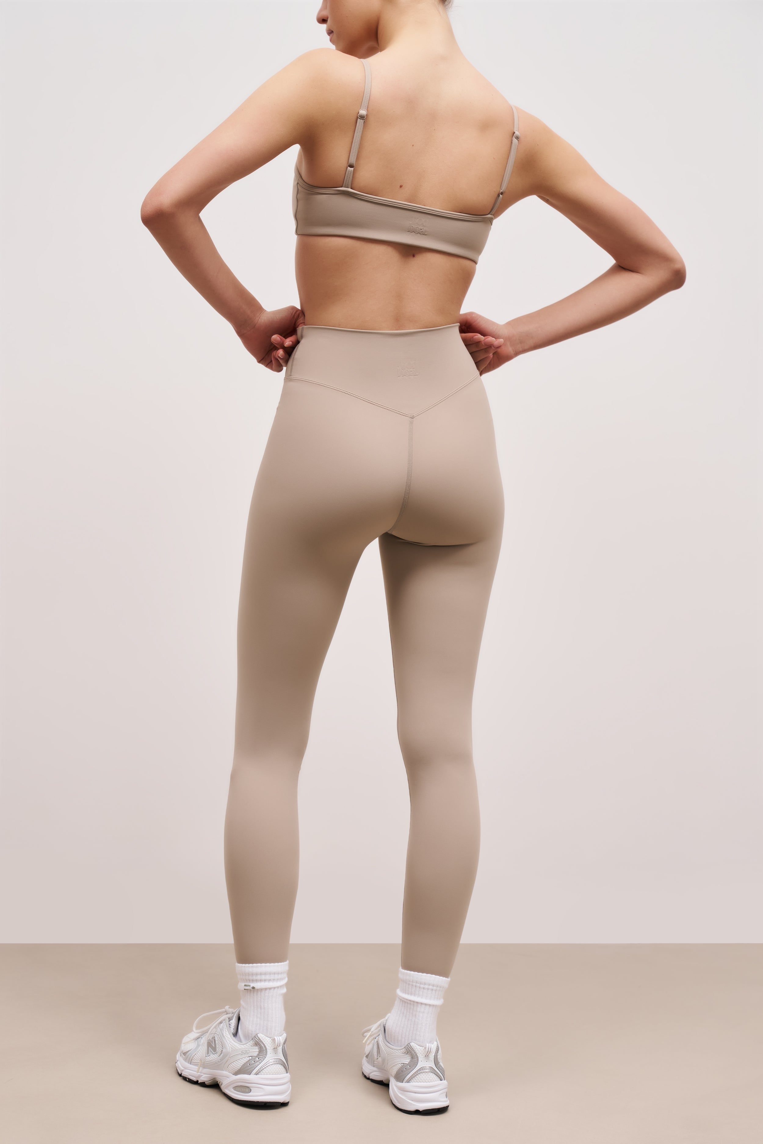Base Sculpting Leggings for Women - High Waist Tummy Control Yoga Pants in Taupe | Perfect for Workouts, Running & Everyday Wear