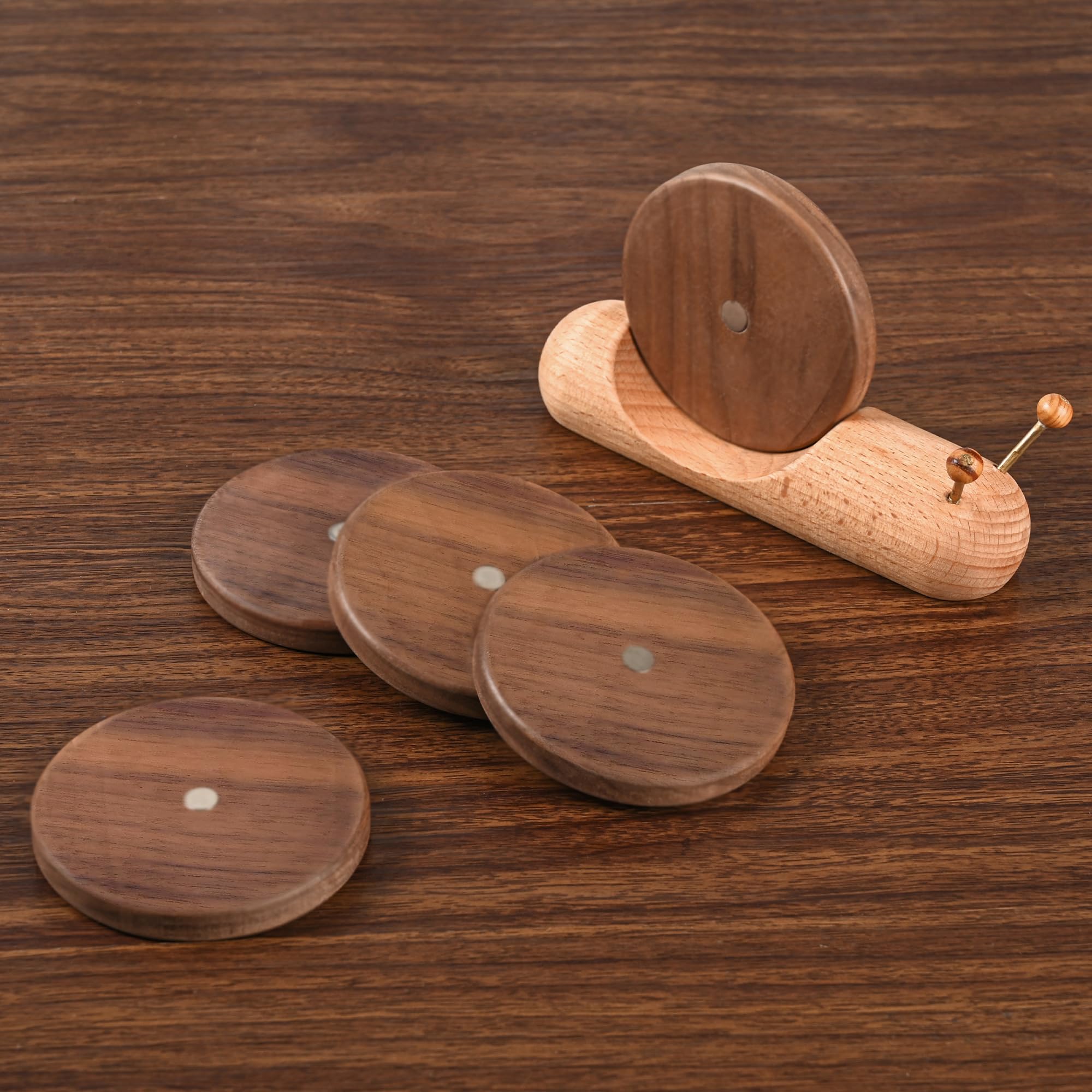 Funny Wooden Drink Coasters Set of 4 - Cute Unique Housewarming Gifts for Mom, New Home Decor, Table Decor, Weird Stuff Gifts (3.5x3.5 Inches) - Perfect for Coffee Tables, Bar Countertops & Party Entertaining