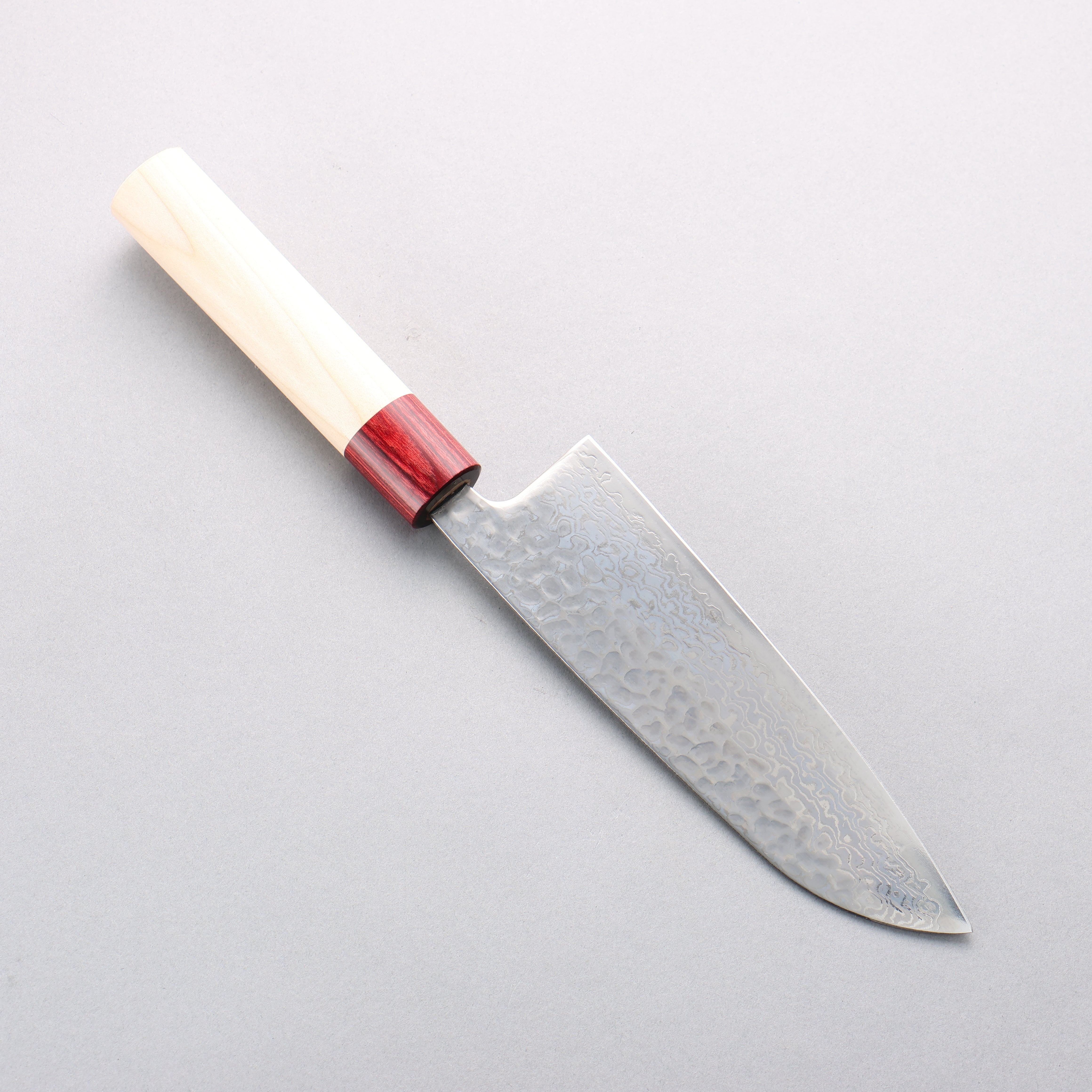 Premium Seisuke Geppaku Silver Steel No.3 Hammered Damascus Santoku Knife - 170mm Magnolia Wood Handle - Japanese Chef Knife for Slicing, Dicing & Chopping Vegetables, Meat & Fish