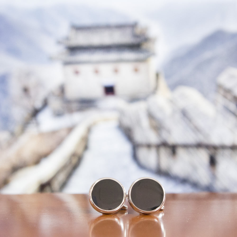 Premium Agate Round Plated Cufflinks for Men - Elegant Dress Shirt Accessories for Weddings, Business & Formal Events