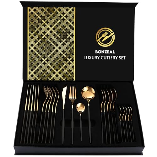Black-Gold Cutlery Set