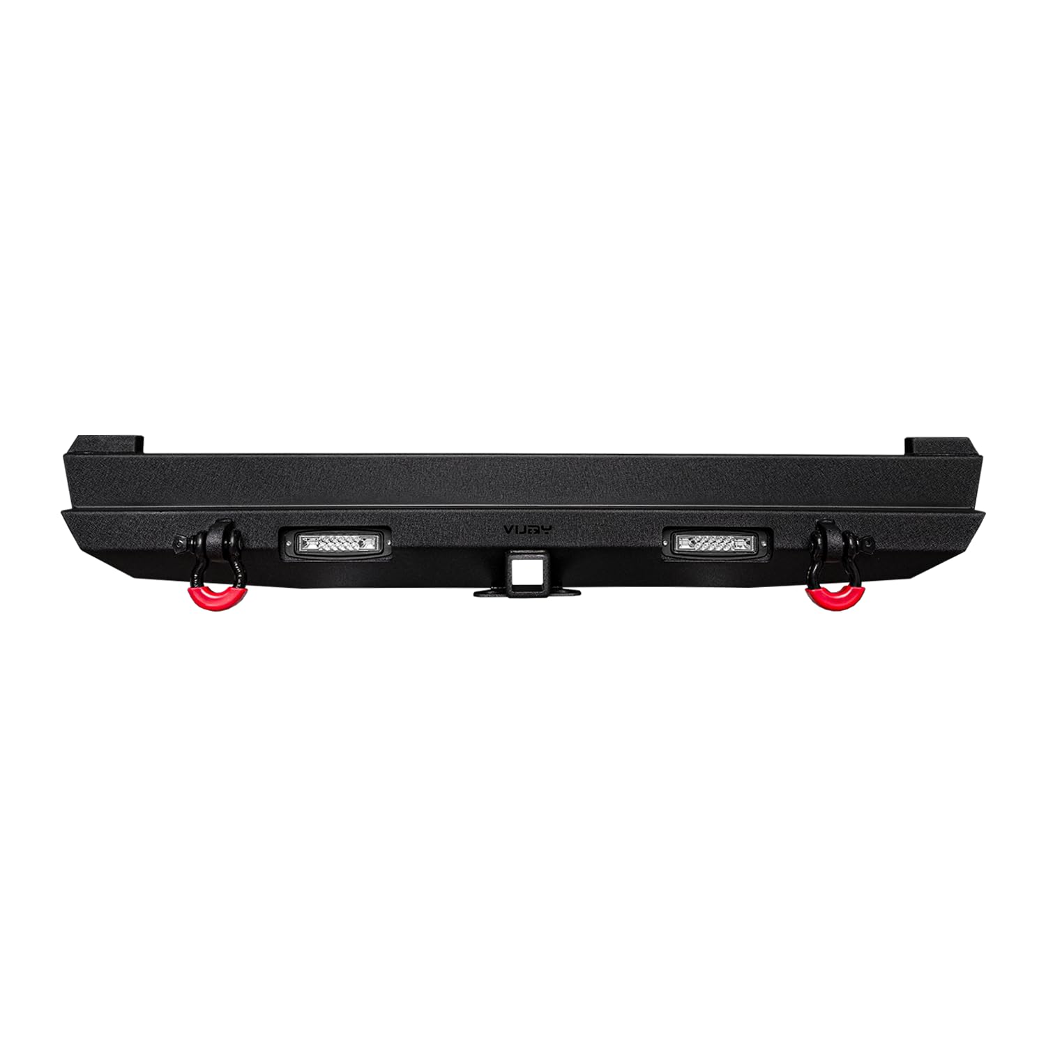 1984-2001 Jeep Cherokee XJ Heavy Duty Steel Rear Bumper with LED Lights & D-Rings - Black Textured Finish | Off-Road Protection & Towing Accessory