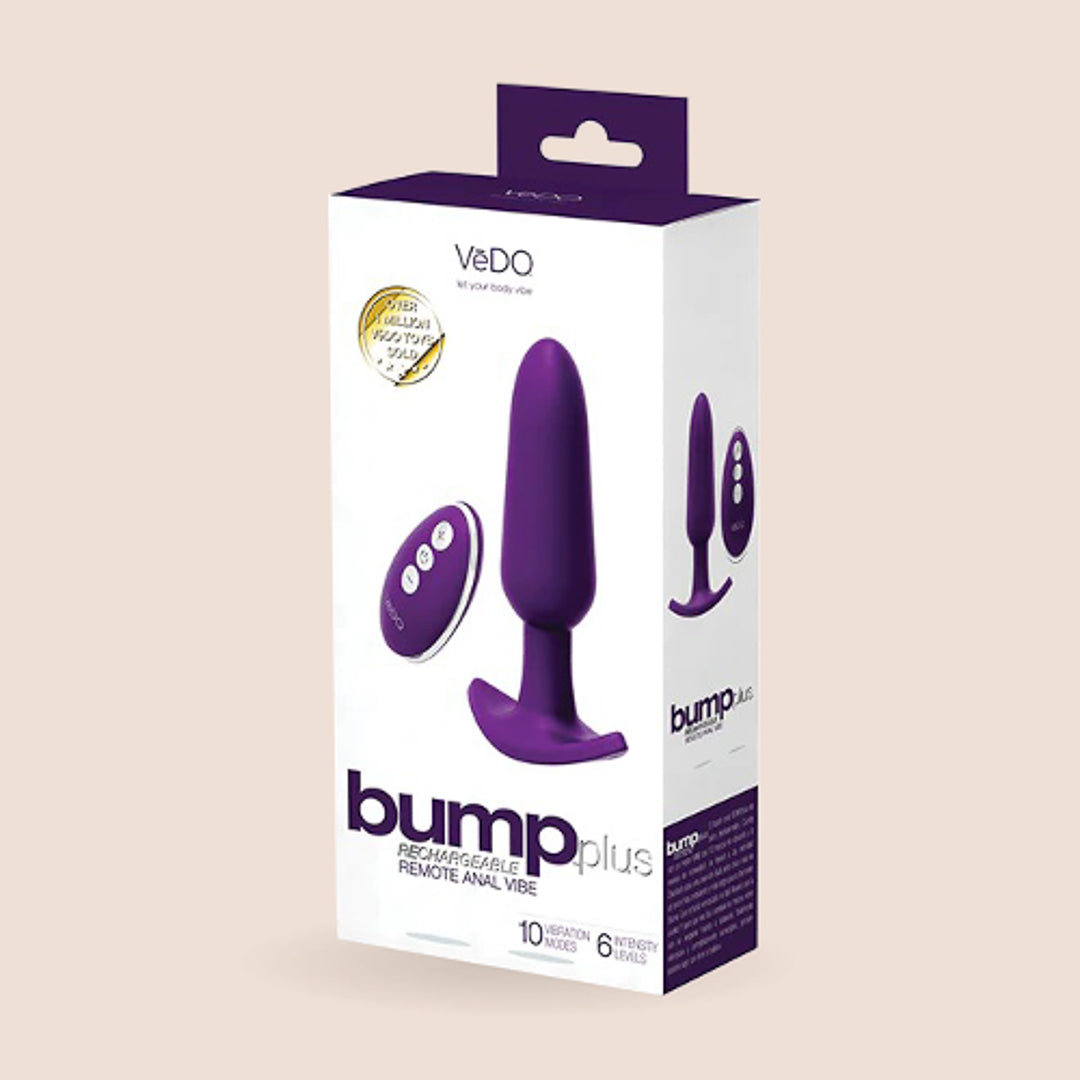 VeDO Bump Plus Rechargeable Remote Control Anal Vibrator - Discreet & Powerful Adult Toy for Couples Play, Solo Pleasure & BDSM Exploration